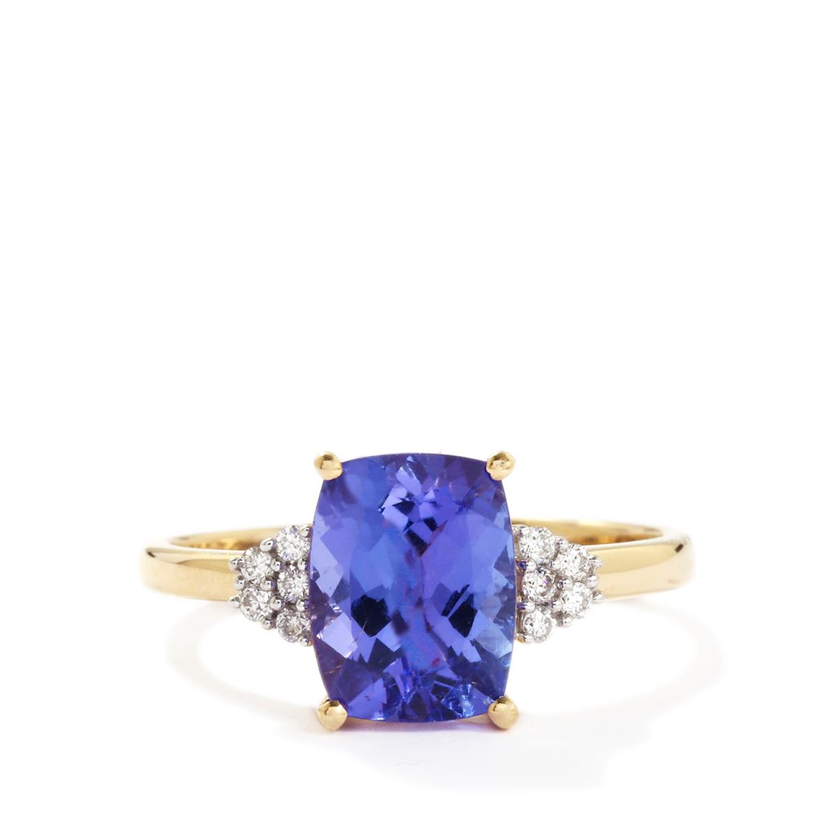 Aaa Tanzanite & Diamond 14k Gold Tomas Rae Ring Atgw 2.35cts 