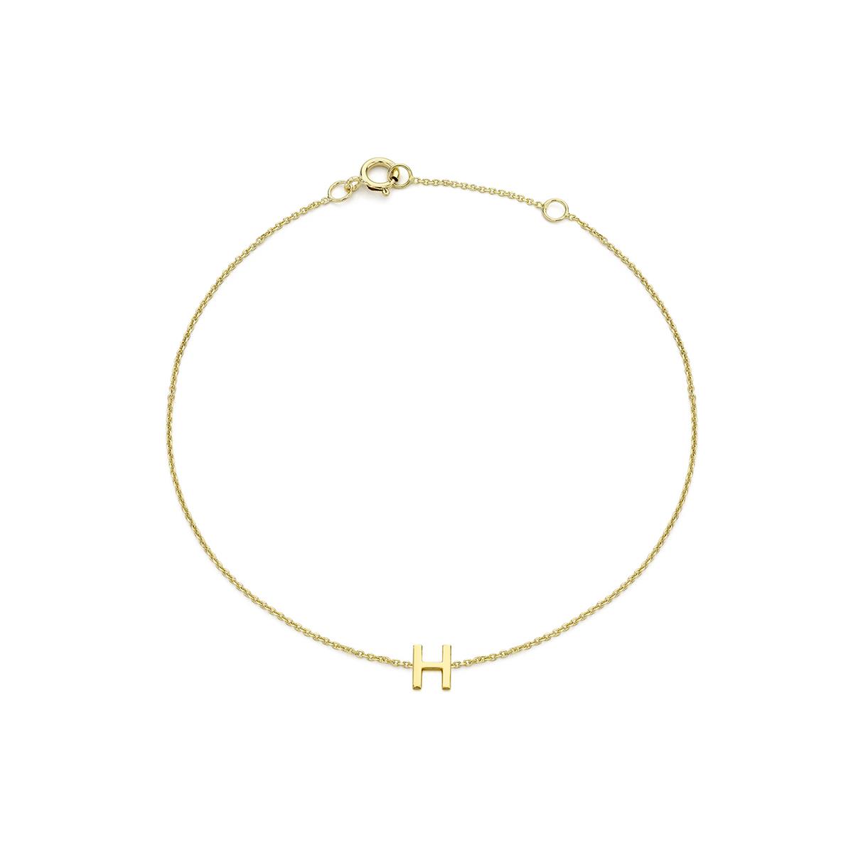 Izoa Crystal Letter H Bracelet Gold