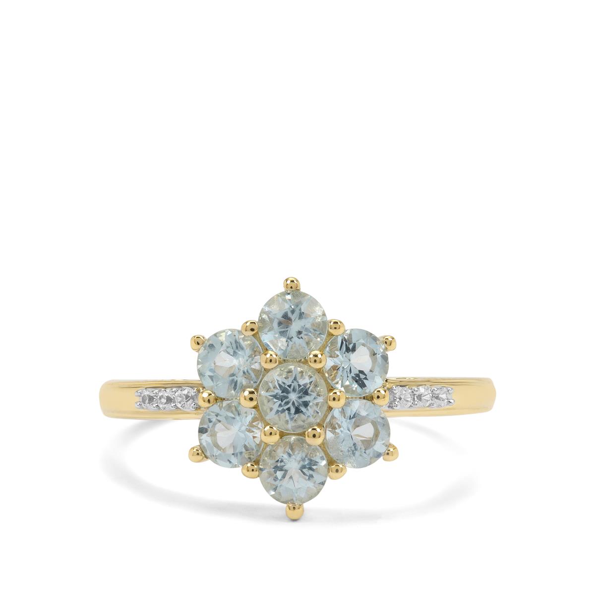 Santa Maria Aquamarine & White Zircon 9K Gold Ring ATGW 1.10cts | Gemporia