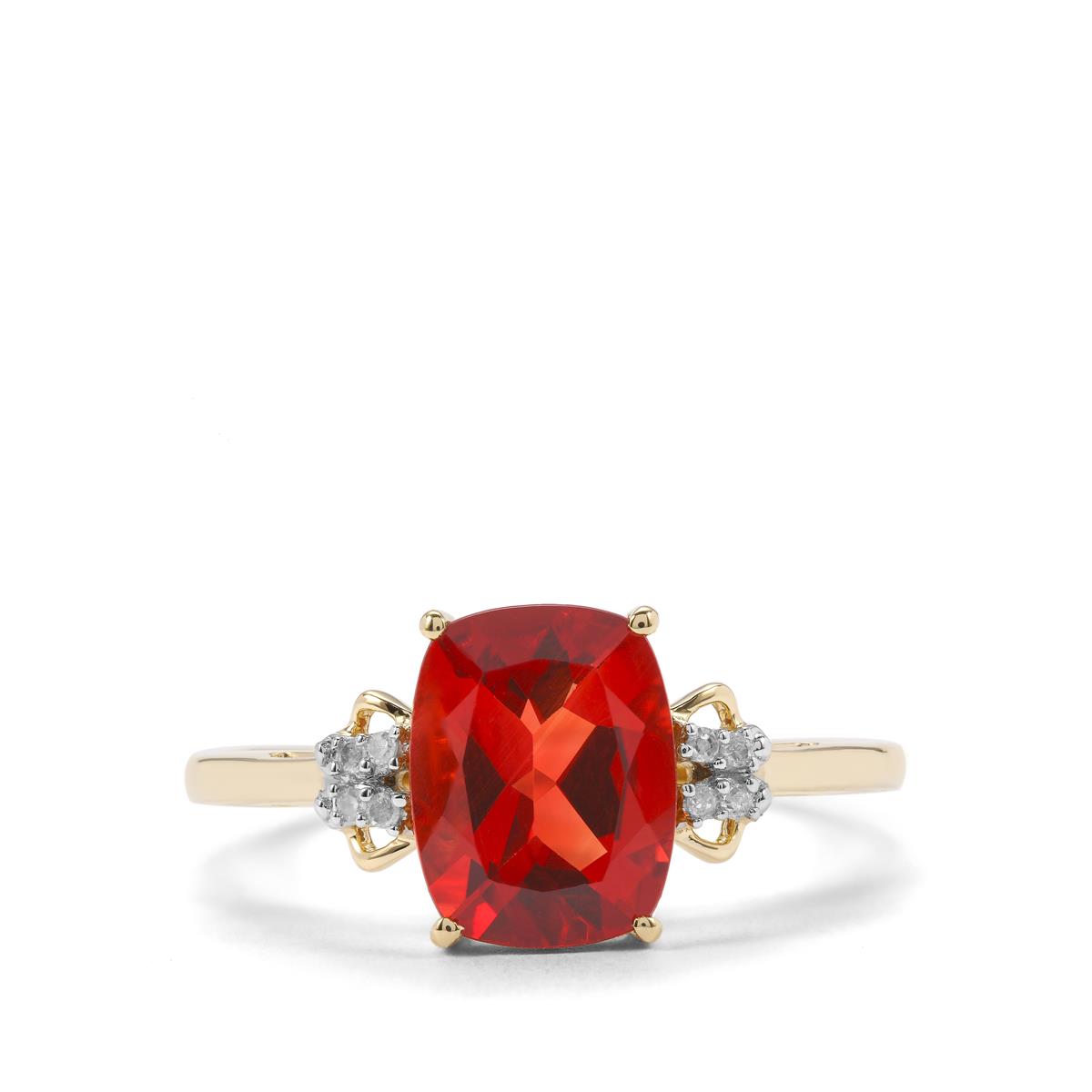 Tarocco Red Andesine & Diamond 9K Gold Ring ATGW 1.59cts | Gemporia