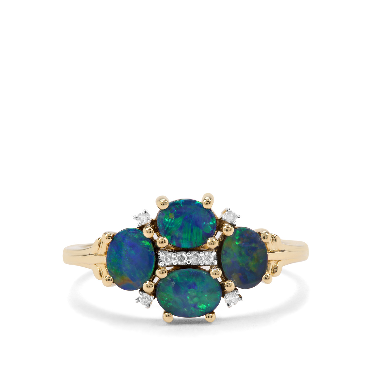 Crystal Opal on Ironstone & Diamond 9K Gold Ring Gemporia