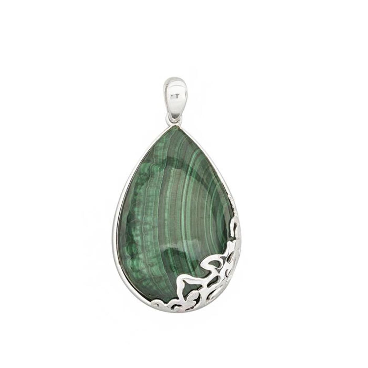 Malachite Pendant in Sterling Silver 98.93cts | Gemporia Malachite Pendant in Sterling Silver 98.93cts | Gemporia