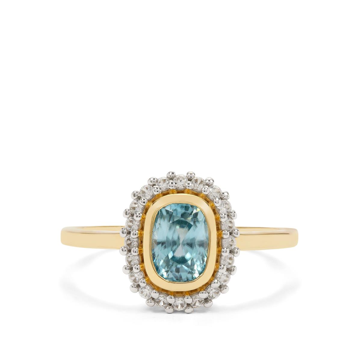 Gold ring with blue zirconia main image 1