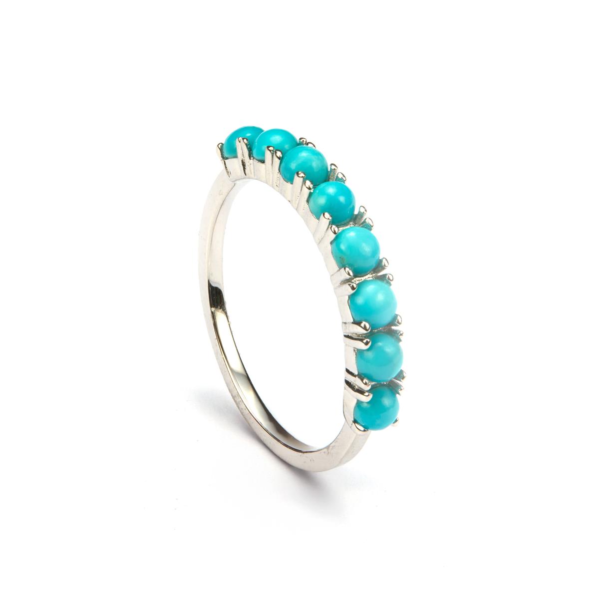 Gem Treasures Sterling Silver Sleeping Beauty Turquoise 5-Stone Ring