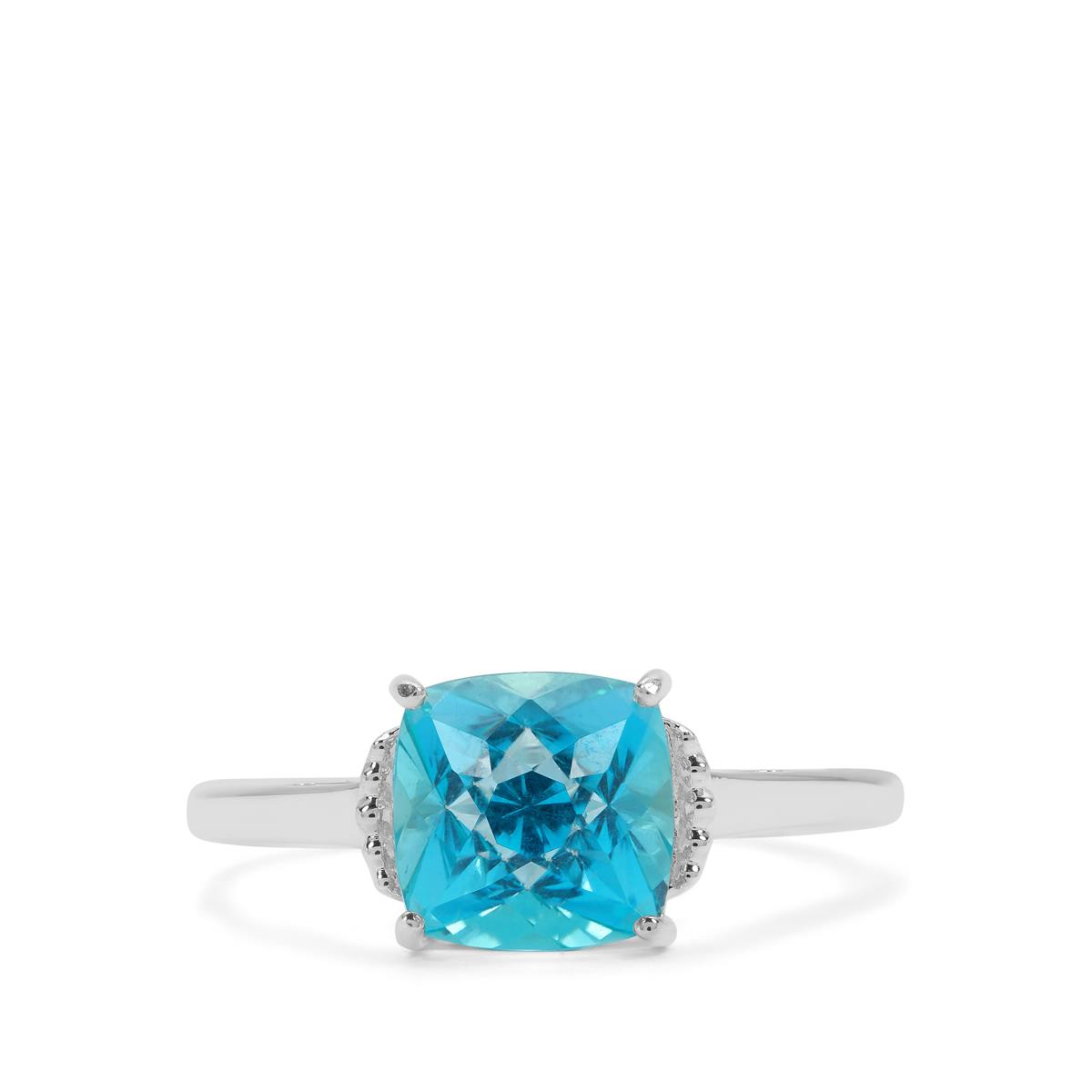 3.75cts Modern Peruzzi Blue Paraiba Topaz Sterling Silver Ring | Gemporia