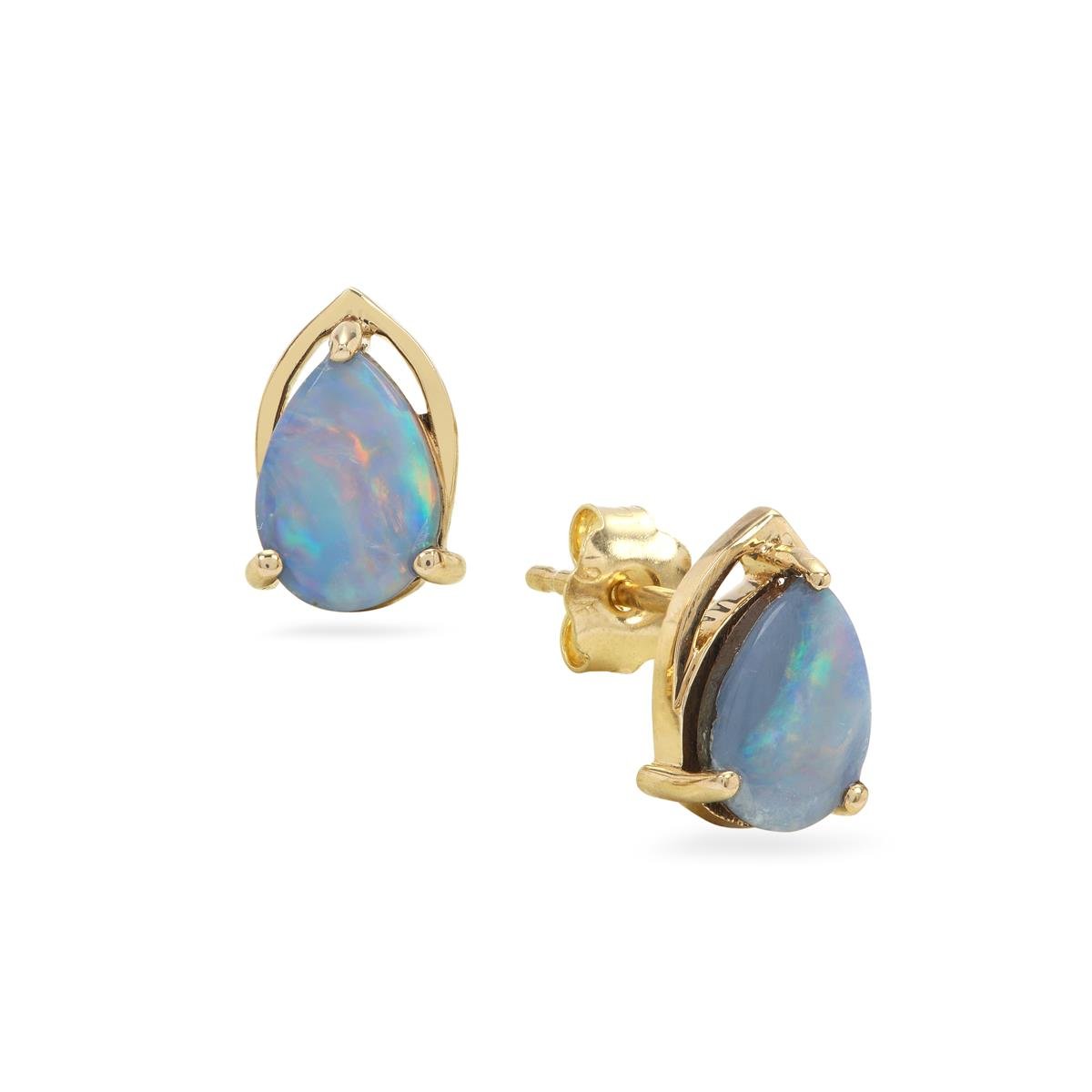 Crystal Opal on Ironstone 9K Gold Earrings | Gemporia