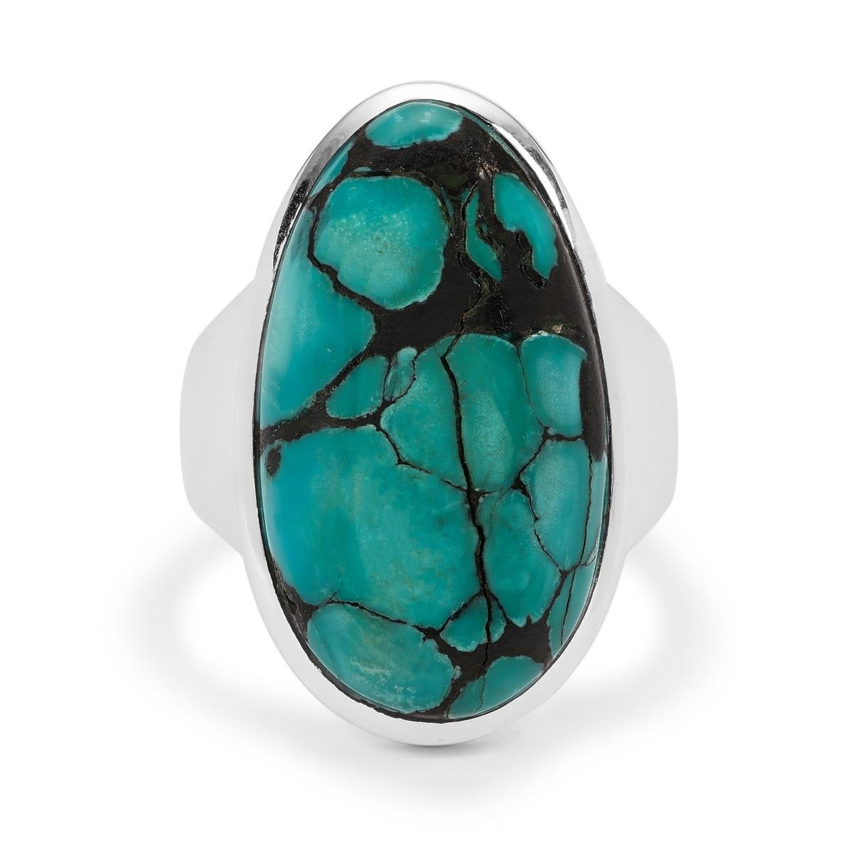 14.50ct Lhasa Turquoise Sterling Silver Aryonna Ring | Gemporia