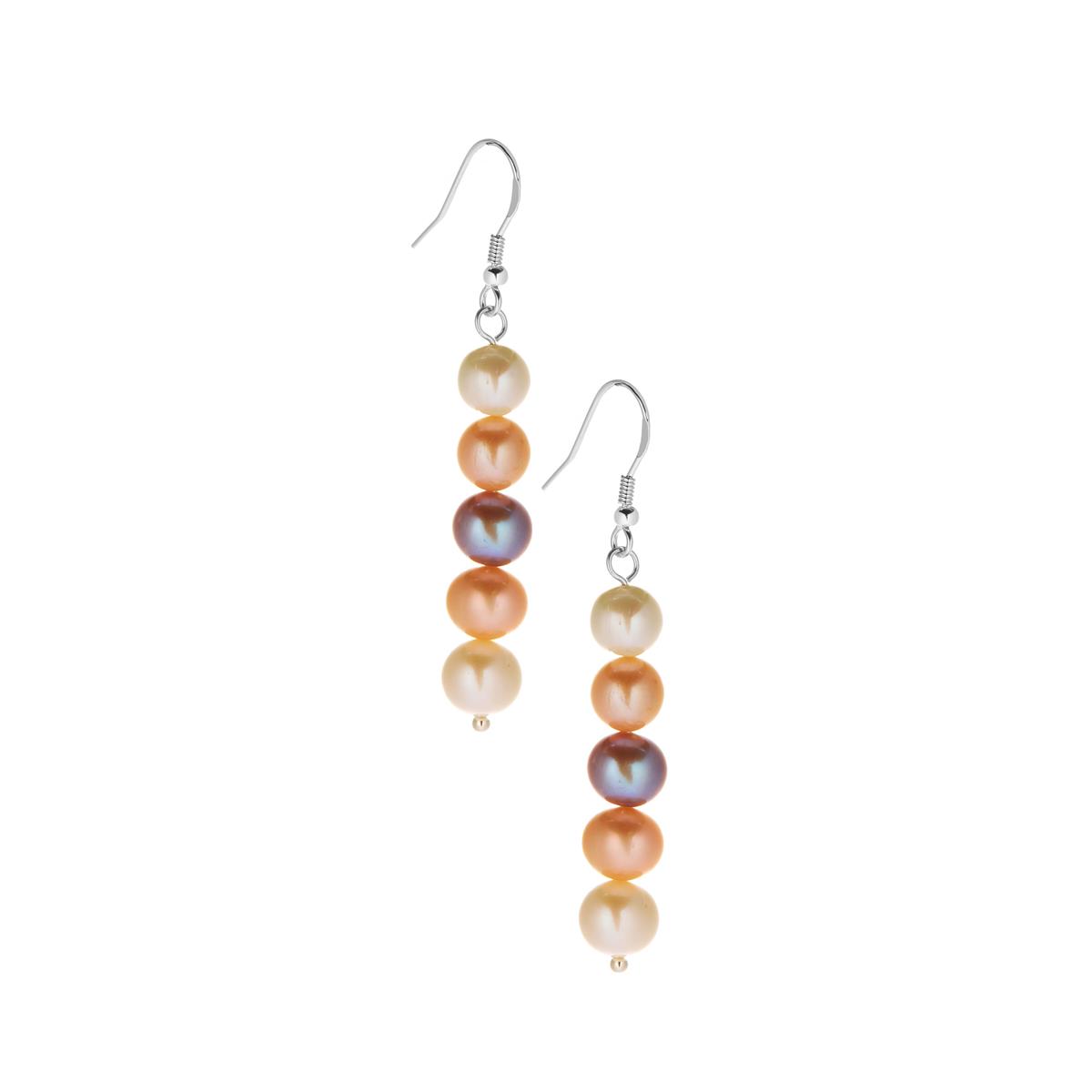 Naturally Papaya and Naturally Lavender Pearl Sterling Silver Earrings (8 x 7mm) Gemporia