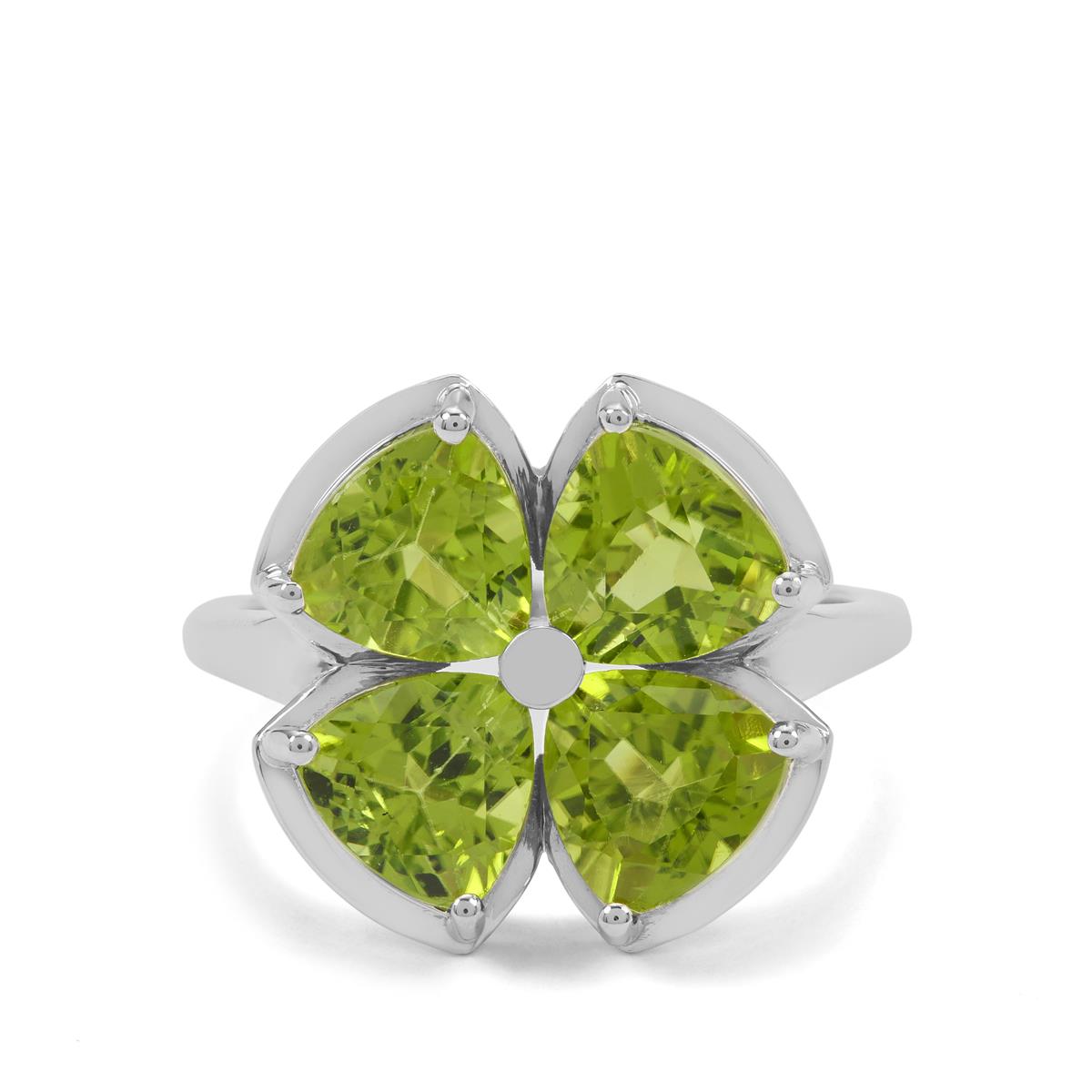 5.40ct Changbai Peridot Shamrock Sterling Silver Ring Gemporia