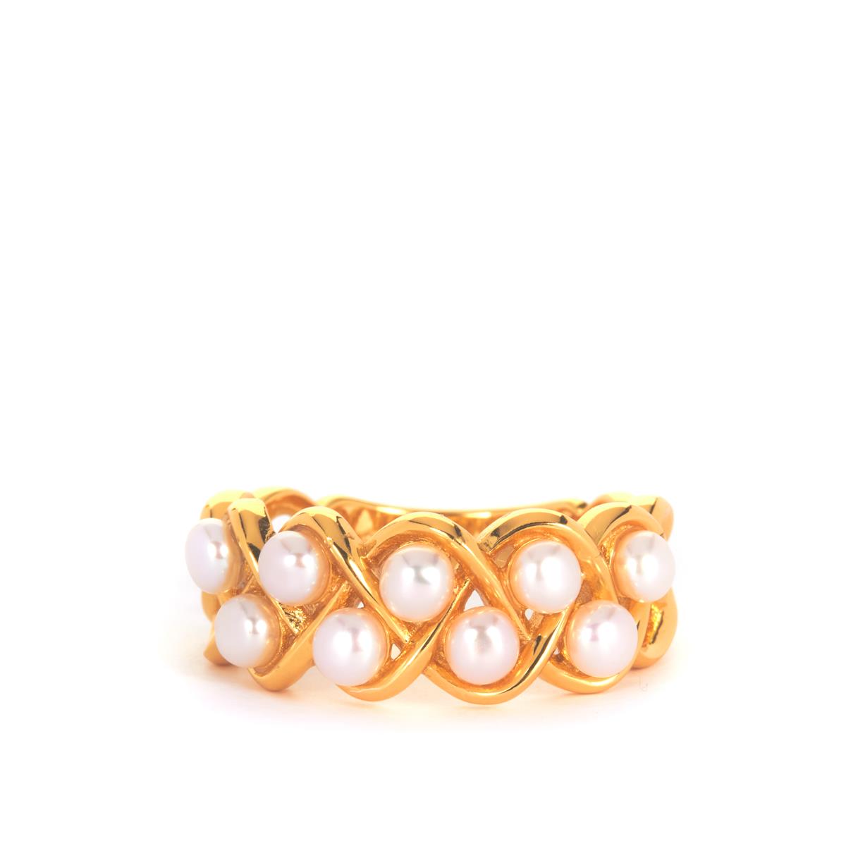 Graziella 23k Gold Plated Electroform Cultured Pearl Sea Life Ring main image 1