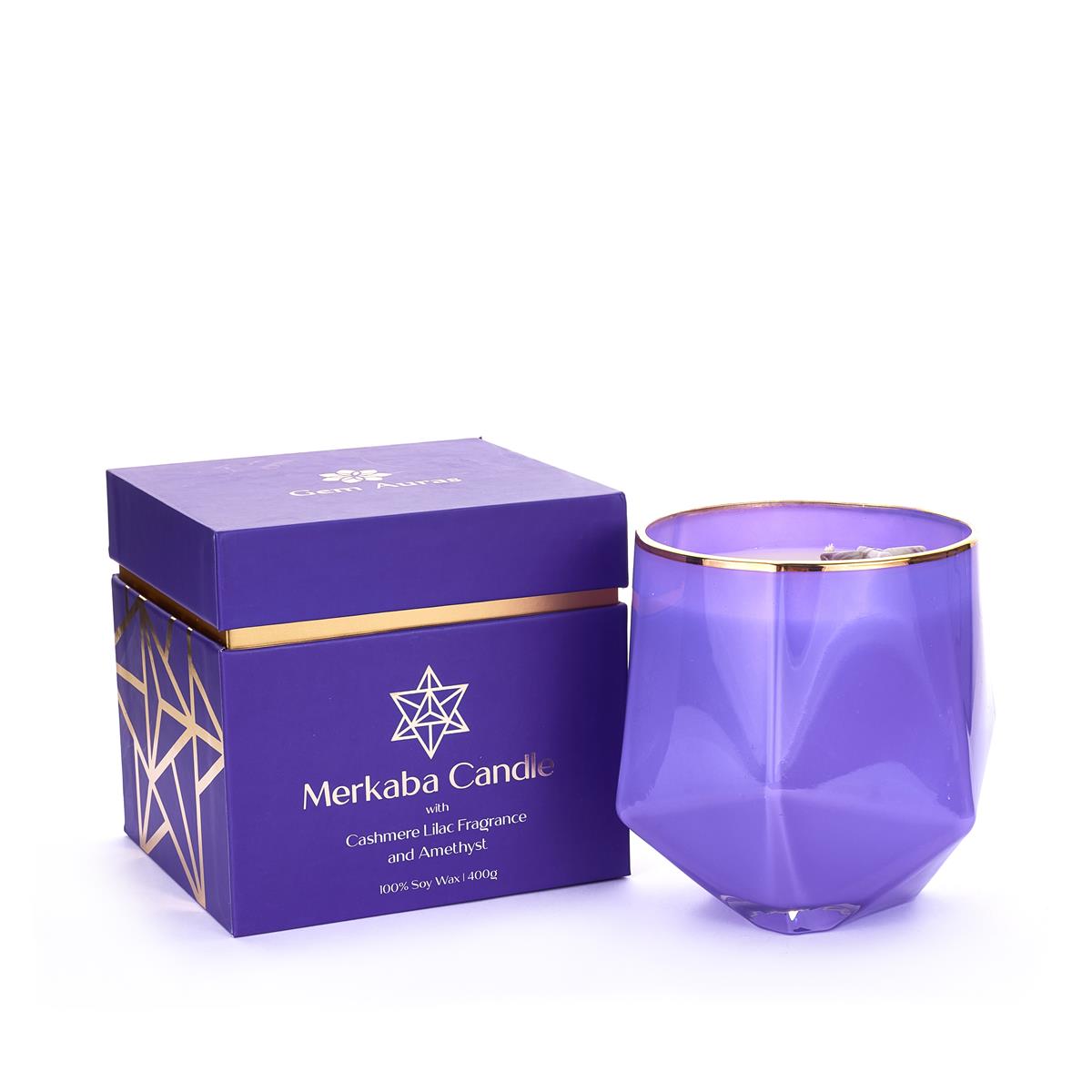 Gem Auras Merkaba Star Amethyst Candle ATGW 80cts Gemporia