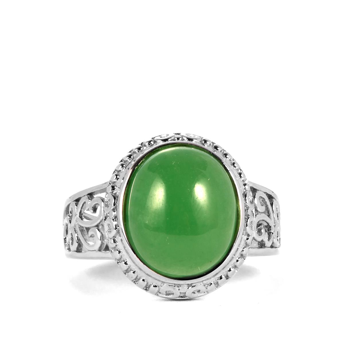 6.27ct Green Jade Sterling Silver Ring | Gemporia