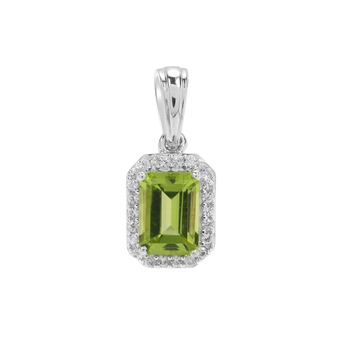 Changbai Peridot & White Zircon Sterling Silver Pendant Gemporia