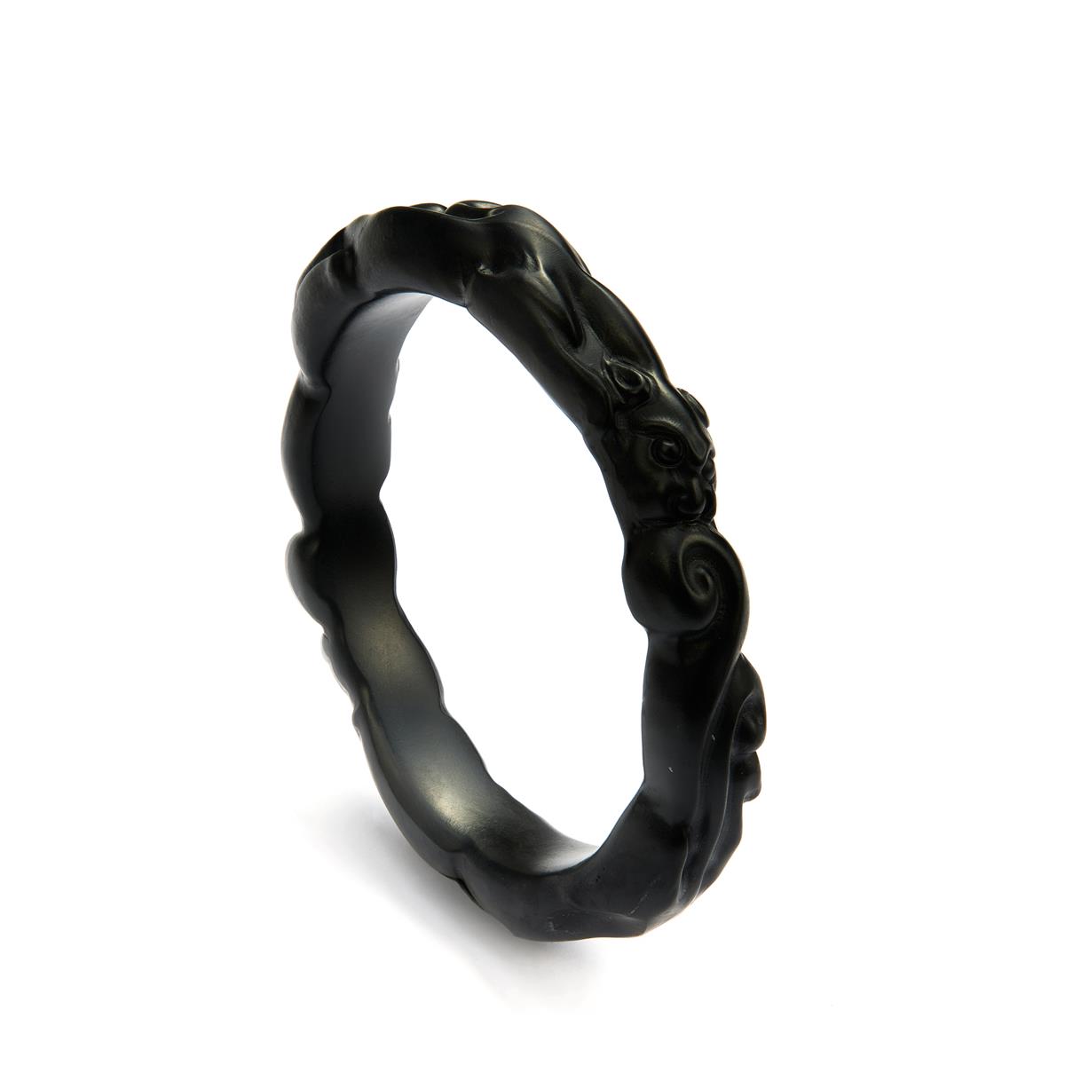 Khotan Black Jade Carved Bangle 210cts | Gemporia