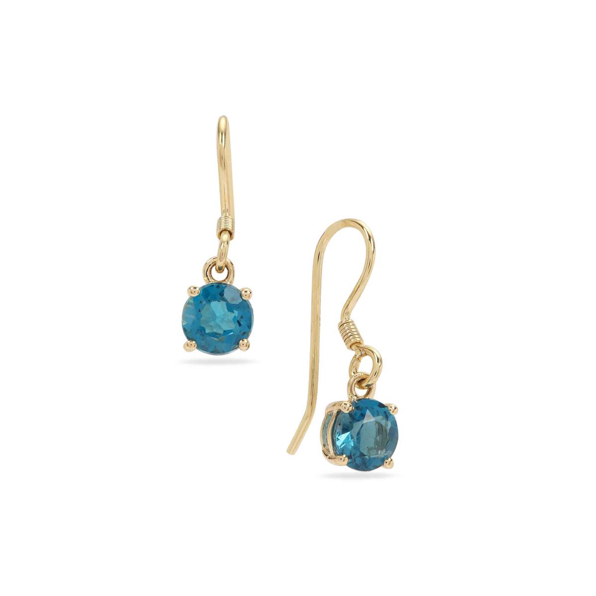 3.12 Ctw Vintage Style London Blue Topaz & Blue Sapphire Diamond 9K Yellow Gold Drop Earrings
