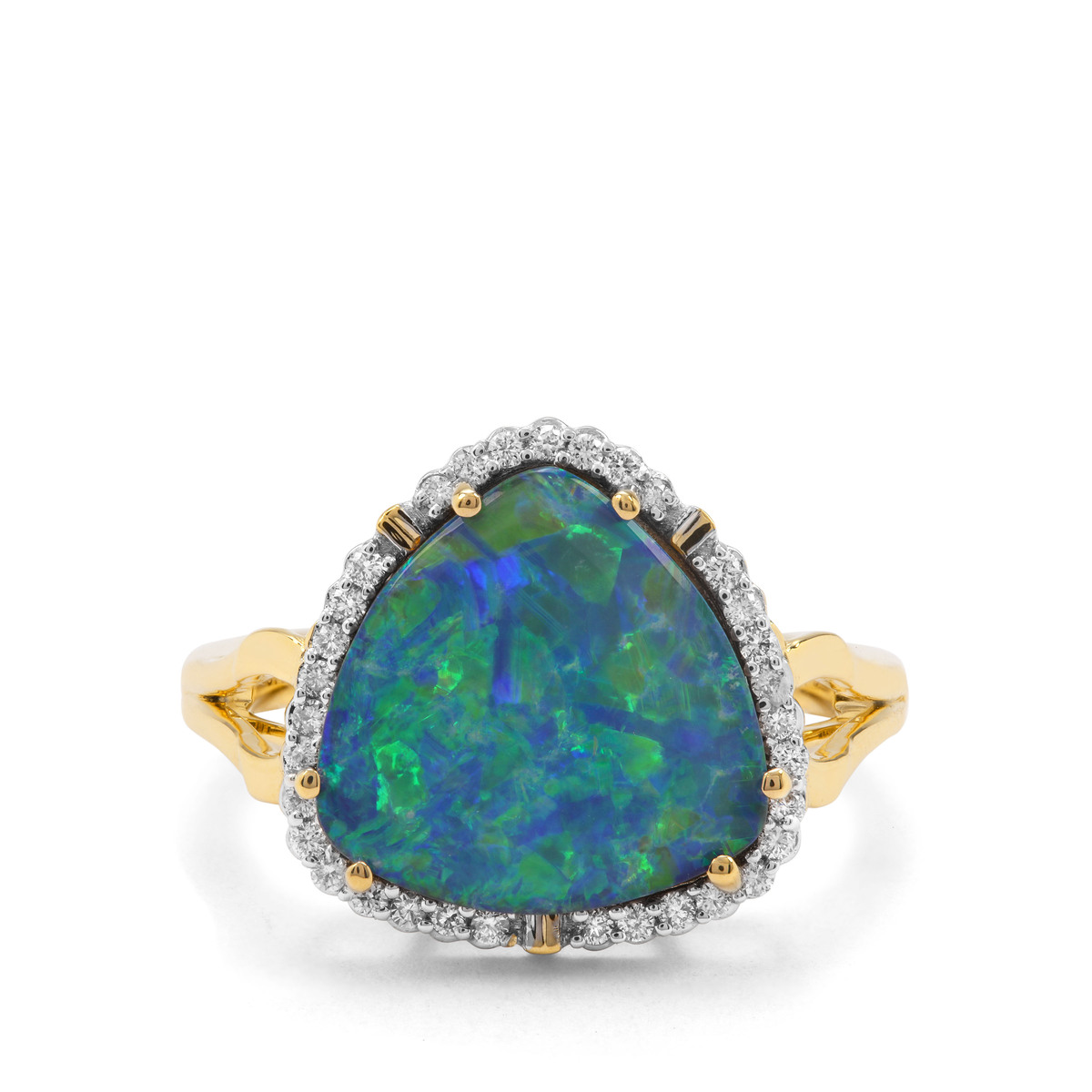 Crystal Opal on Ironstone & Diamond 18K Gold Tomas Rae Ring MTGW 3 ...