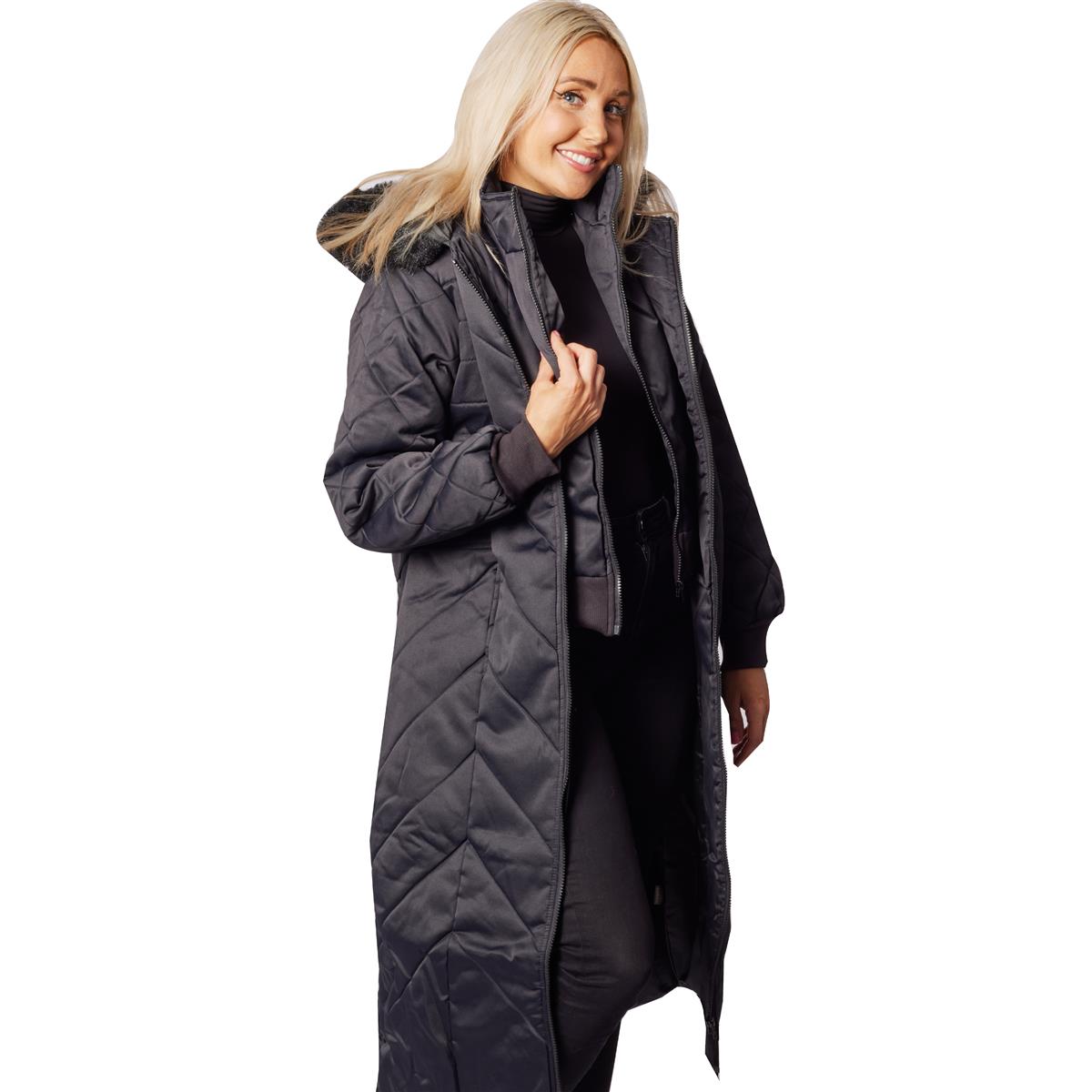 Destello Faux Fur Hooded Coat (Choice of 4 Sizes) (Black) | Gemporia