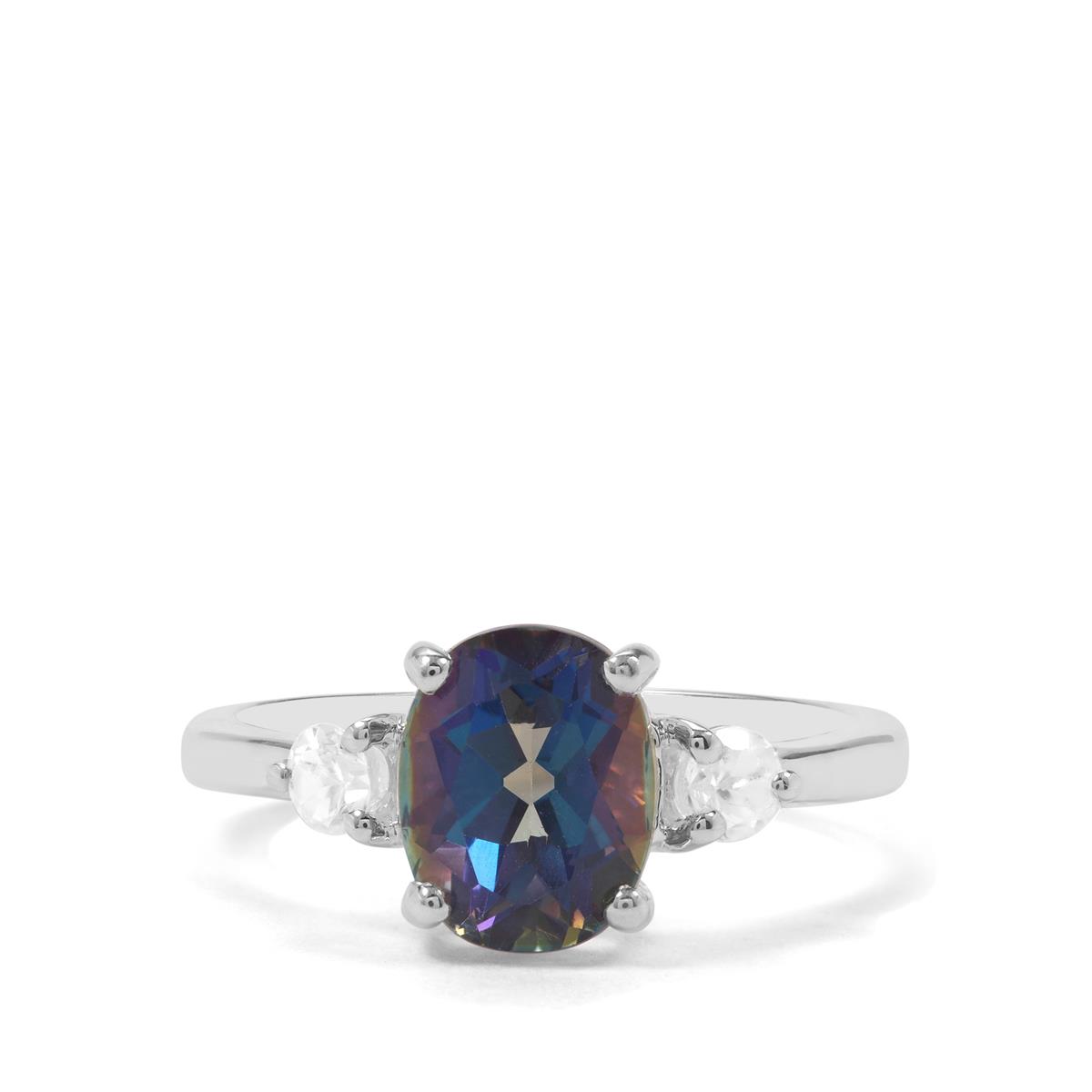 8.36 Carat Genuine Blue Topaz and White Zircon .925 Sterling Silver Ring main image 1