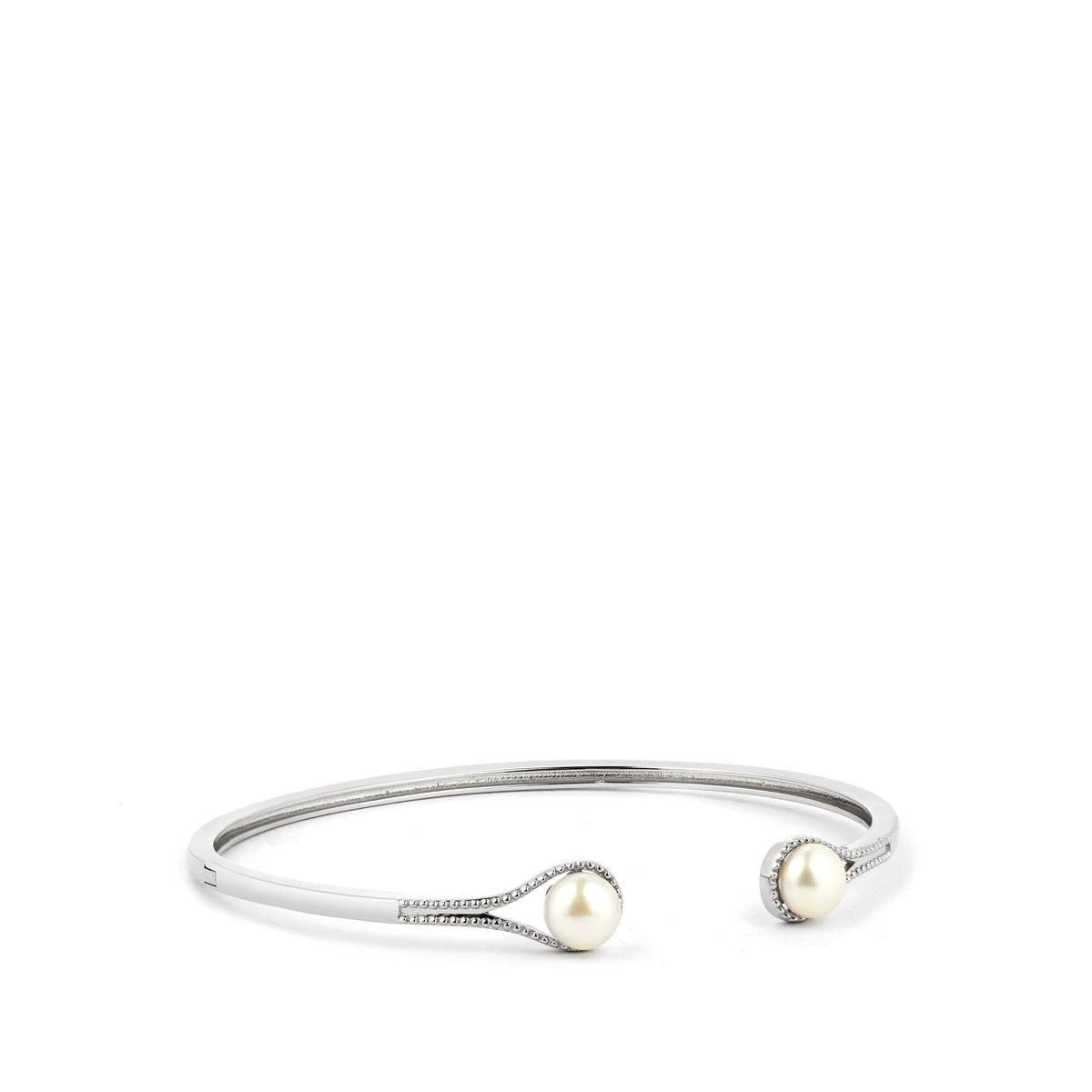 Silver hot sale pearl bangle