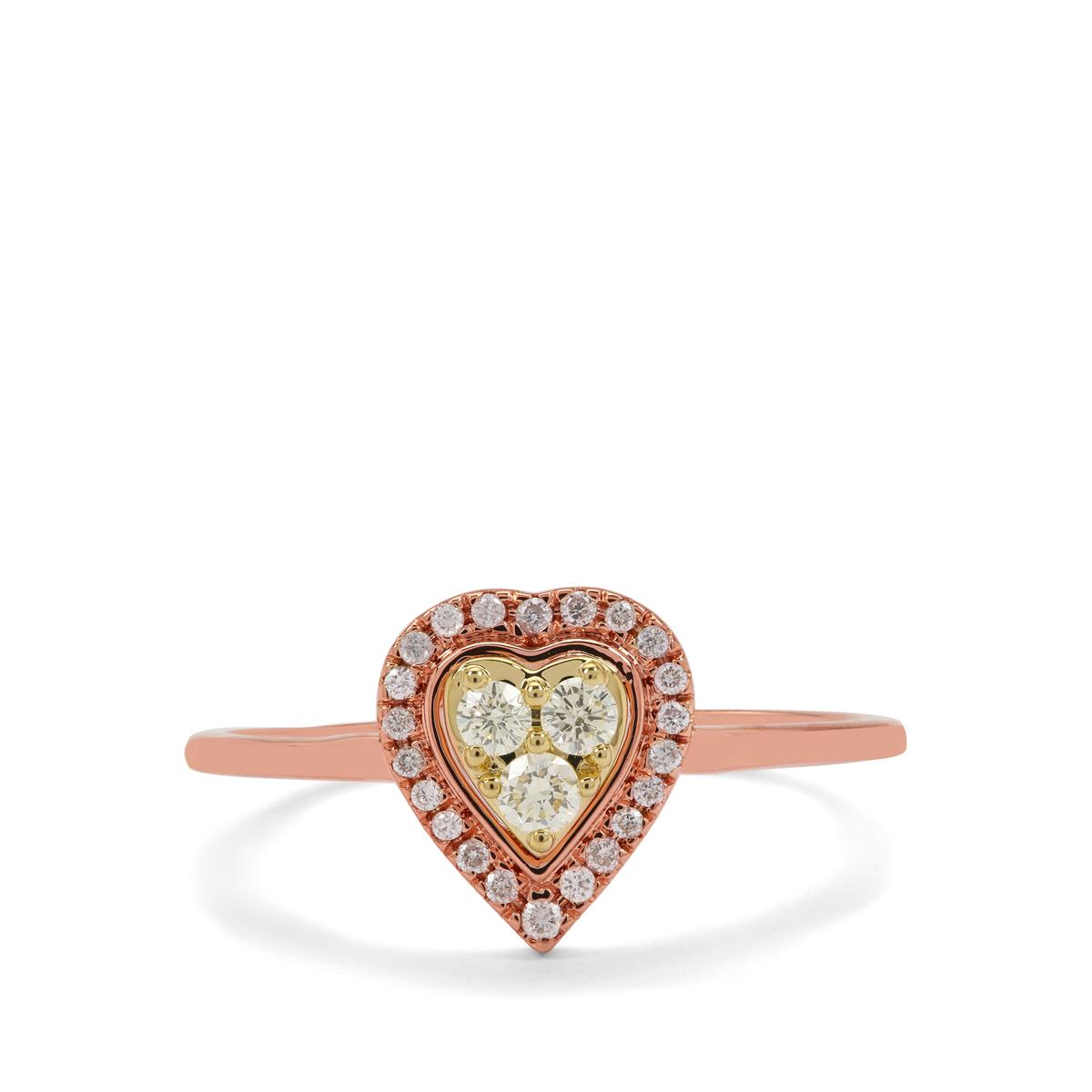 1/4ct Natural Pink, Yellow Diamond 9K Two Tone Gold Ring | Gemporia