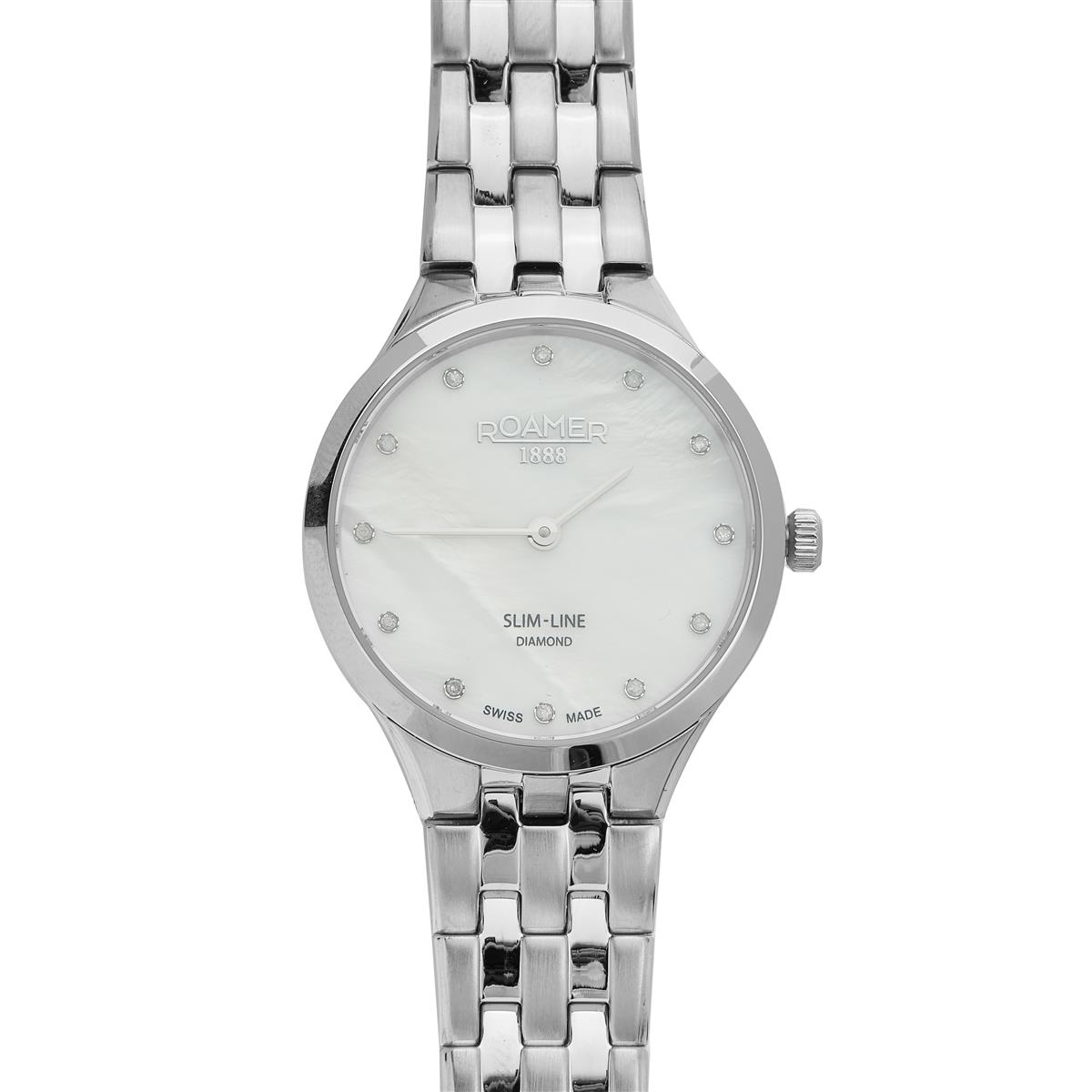 Gold-Tone Square Analogue Watch with Mother-of-Pearl Dial