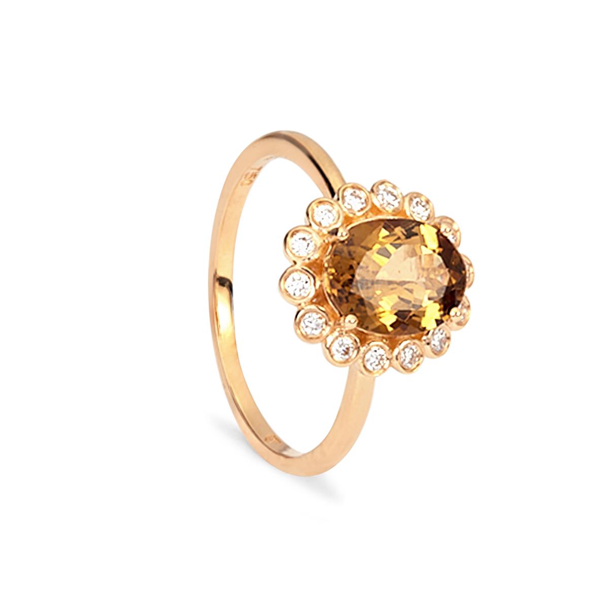 ダニエラ Golden Tanzanite Ring with Diamond in 18K Gold 2.07cts