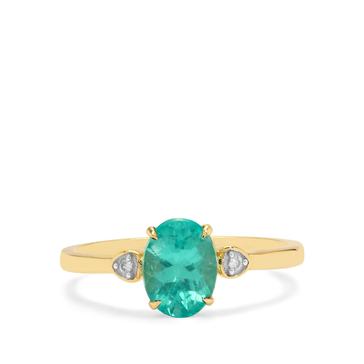 Botli Green Apatite & White Zircon 9K Gold Ring ATGW 1.20cts | Gemporia