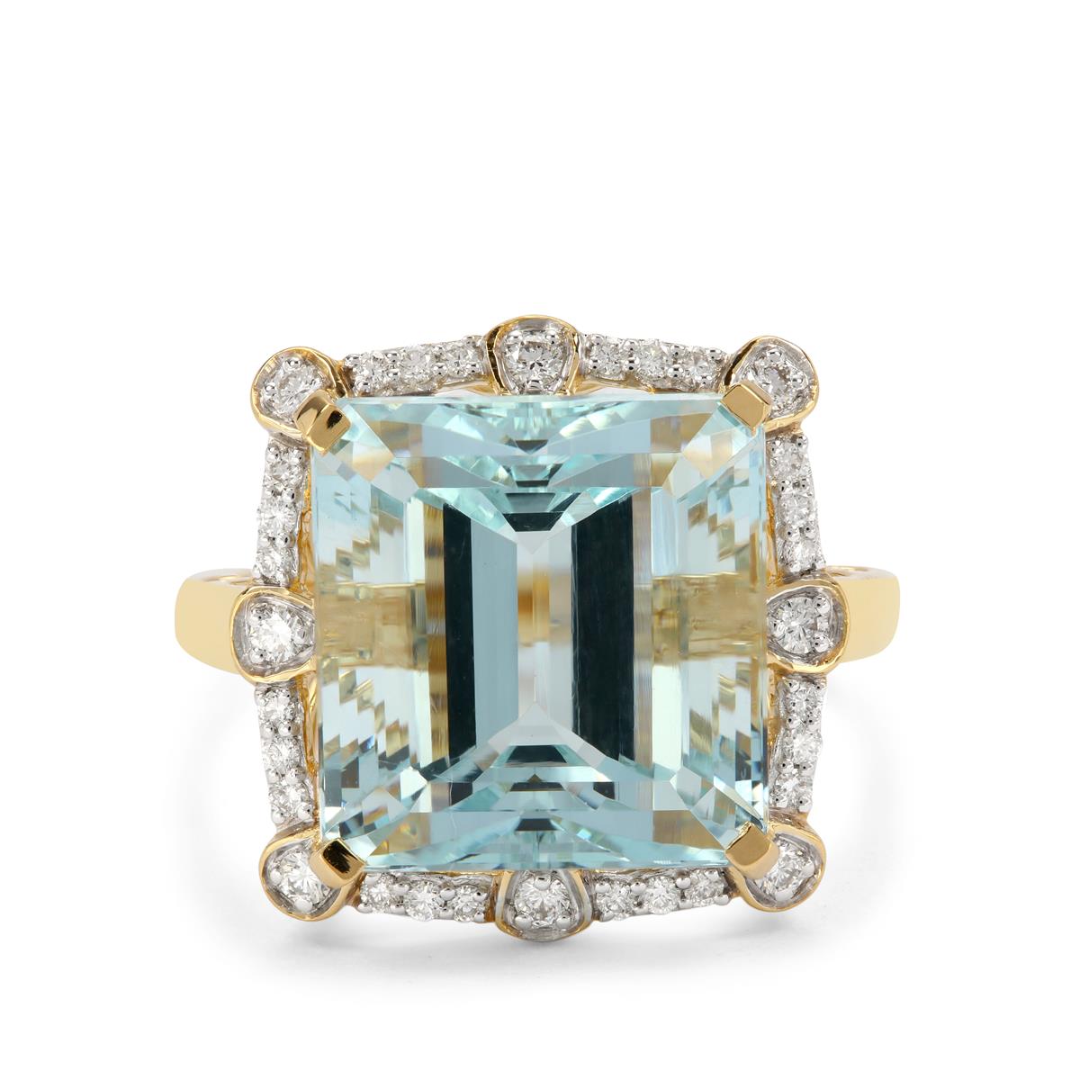 Aquamarine & Diamond 18K Gold Lorique Ring MTGW 12.91cts | Gemporia