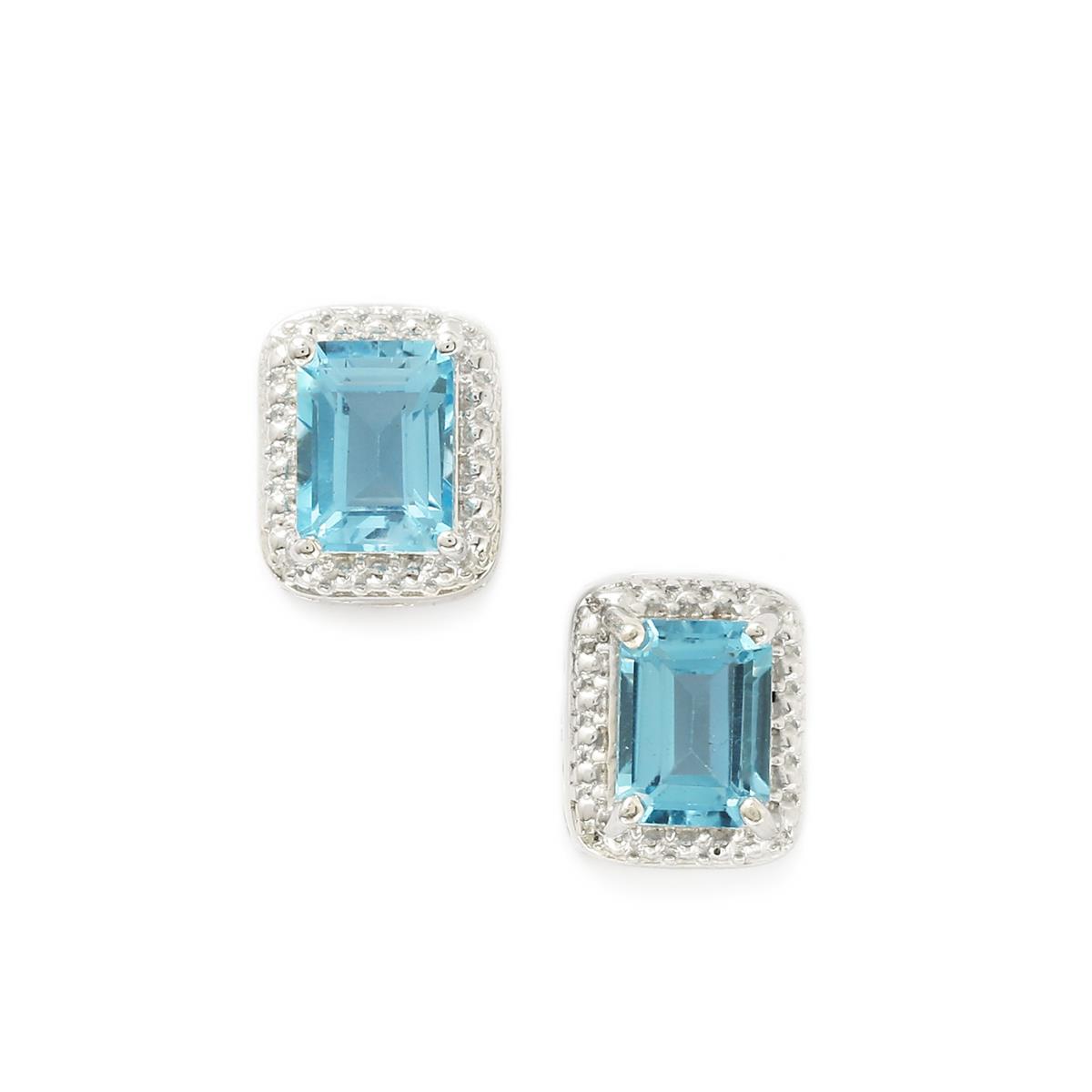 3.79ct Swiss Blue Topaz Sterling Silver Earrings | Gemporia