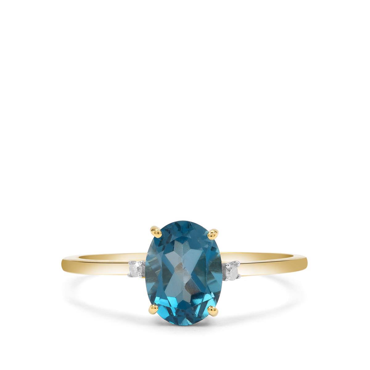 London Blue Topaz & Diamond 9K Gold Ring | Gemporia