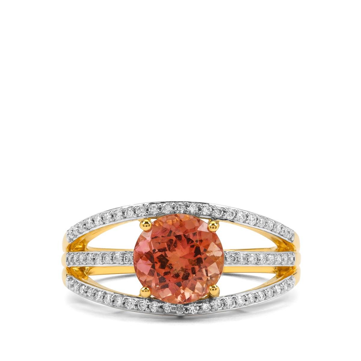 Congo Peach Tourmaline & Diamond 18K Gold Ring MTGW 2.60cts | Gemporia