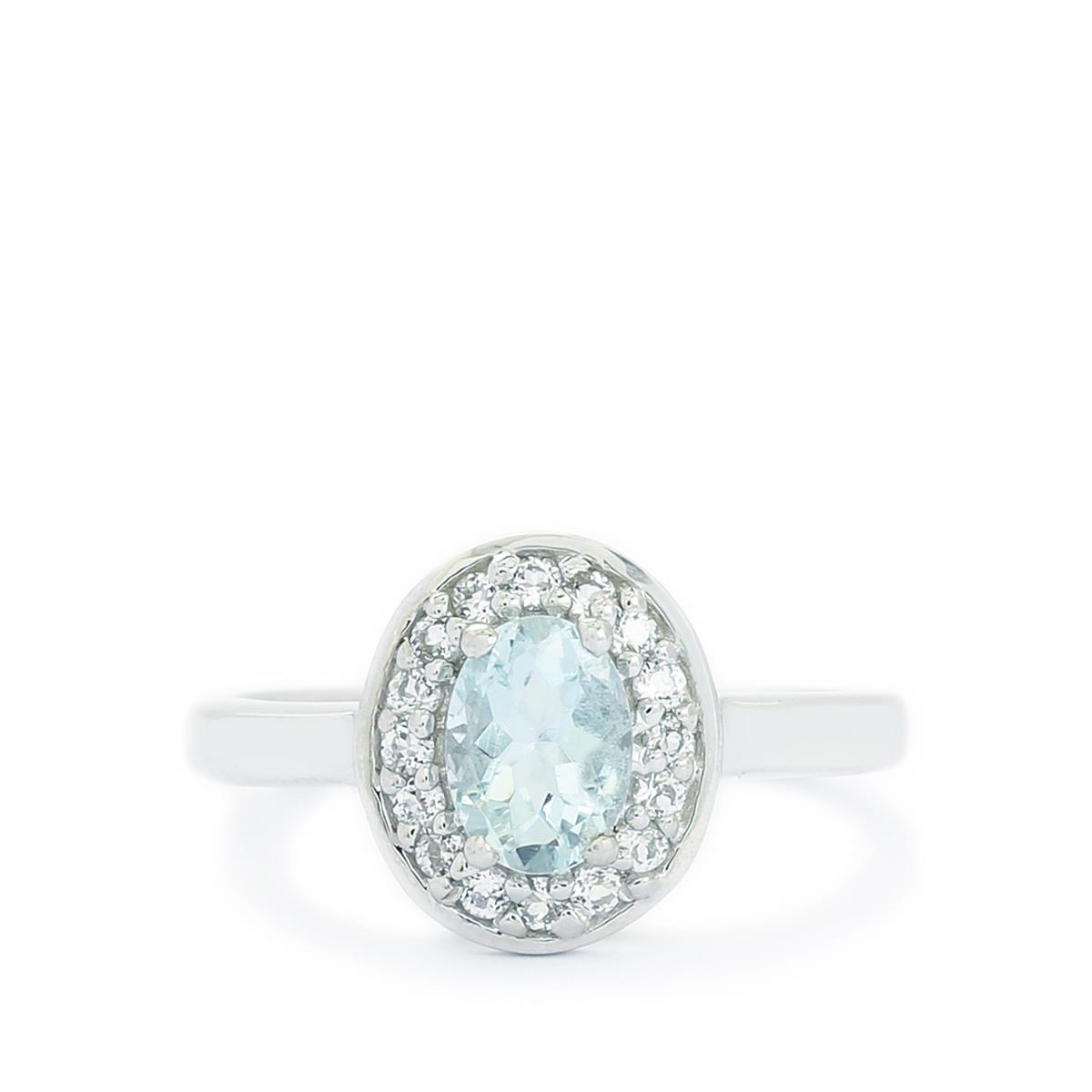 Espirito Santo Aquamarine & White Topaz Sterling Silver Ring ATGW 1 ...