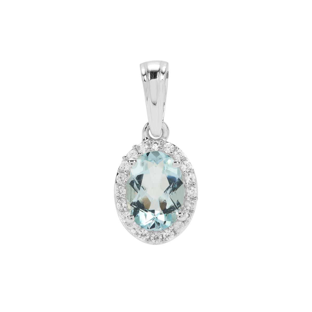 Aquamarine & White Zircon Sterling Silver Pendant ATGW 0.80ct | Gemporia