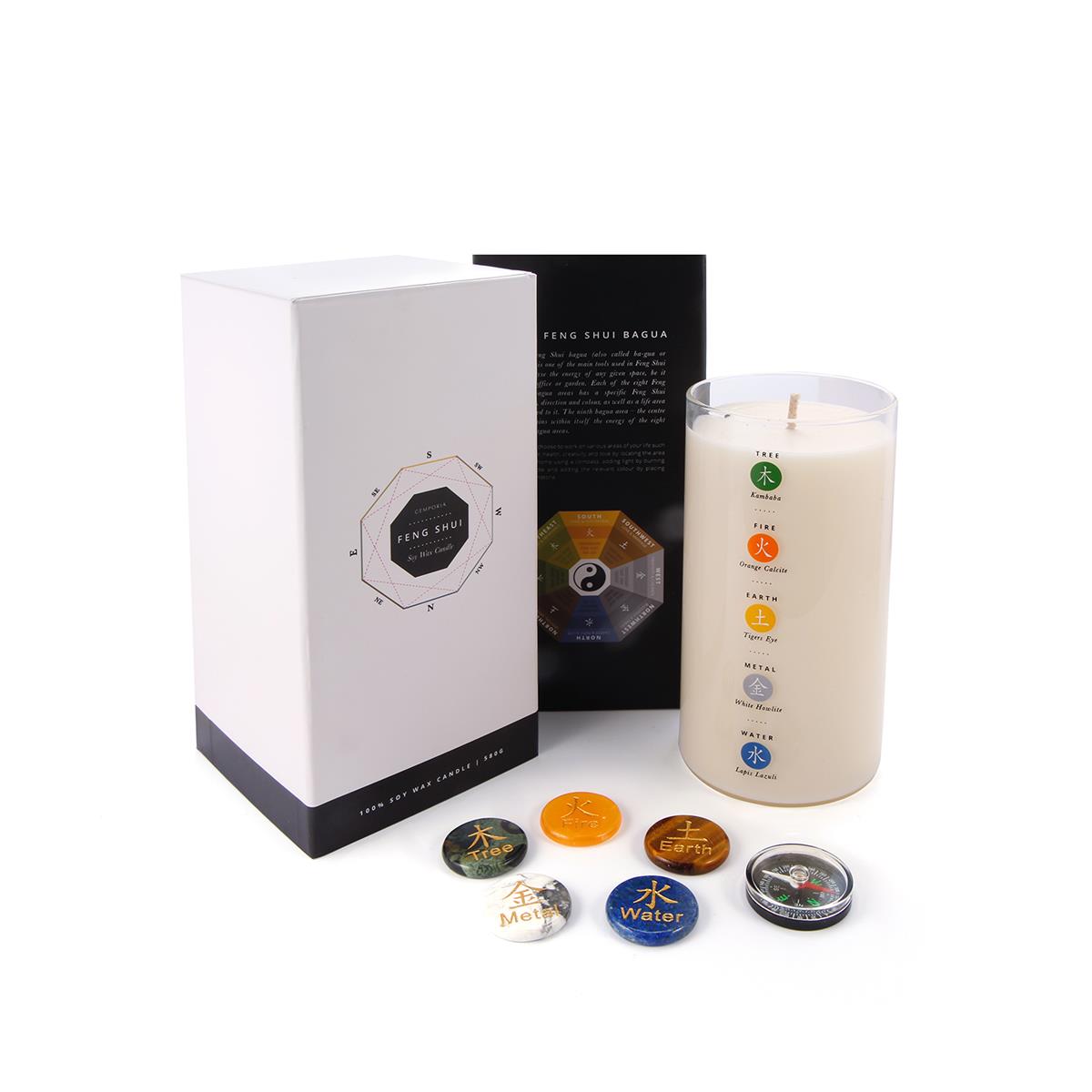Feng Shui Candle with Five Elements Gemstones ATGW 225cts Gemporia
