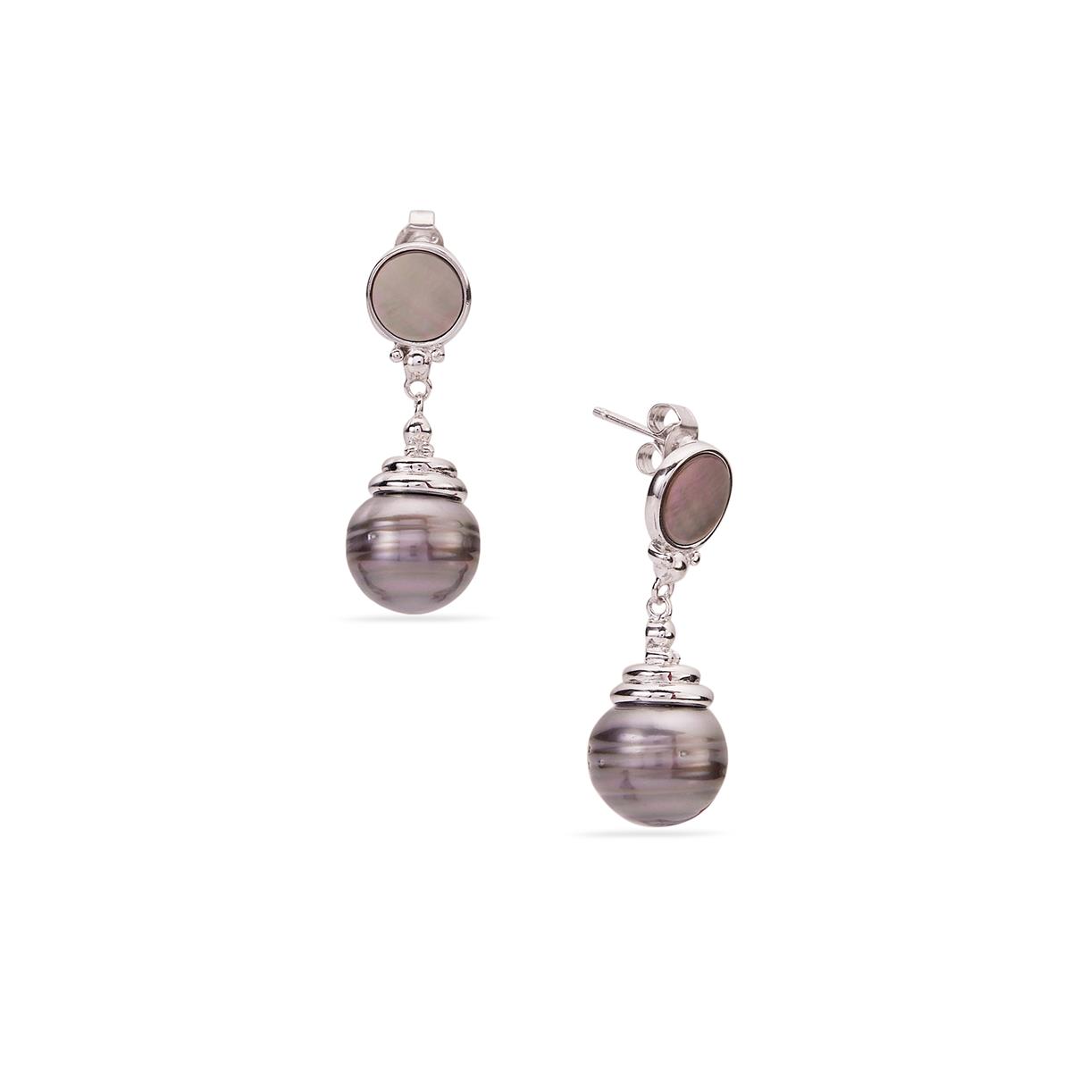 Utopia Three Tahitian Pearl Silver Earrings