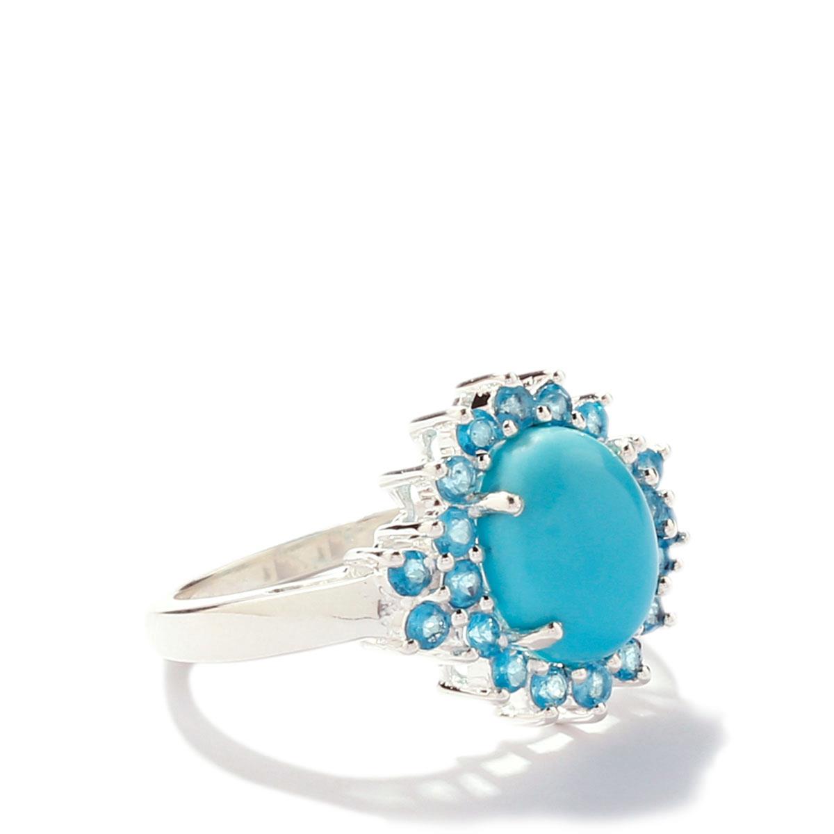 Sleeping Beauty Turquoise & Neon Apatite Sterling Silver Ring ATGW 3 ...
