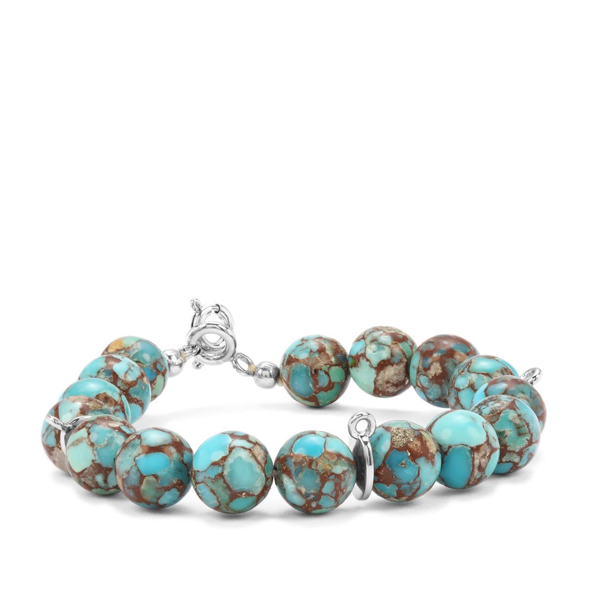 57.94ct Egyptian Turquoise Sterling Silver Bead Watch Bracelet Gemporia