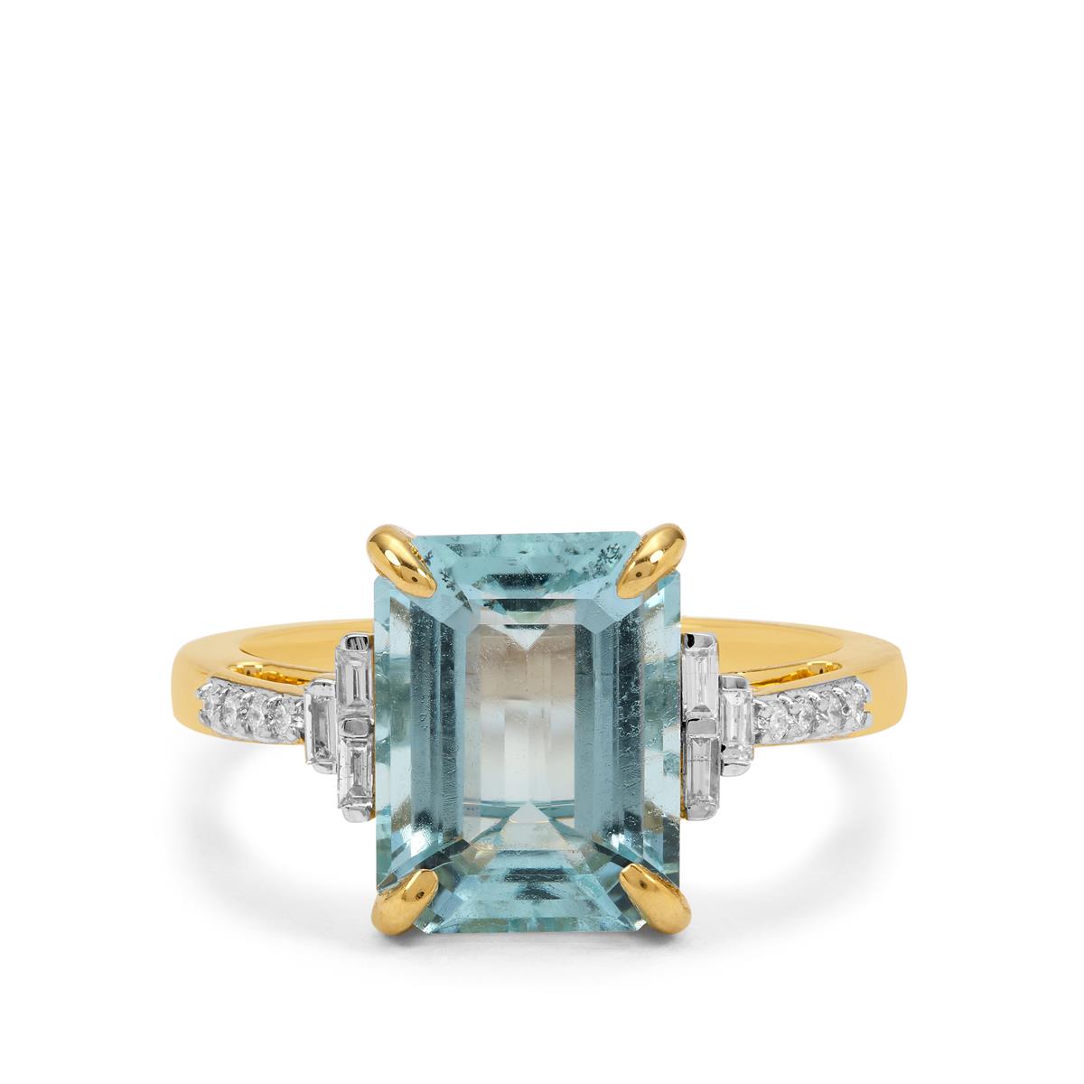 Aquamarine & Diamonds 18K Gold Lorique Ring MTGW 4.15cts | Gemporia