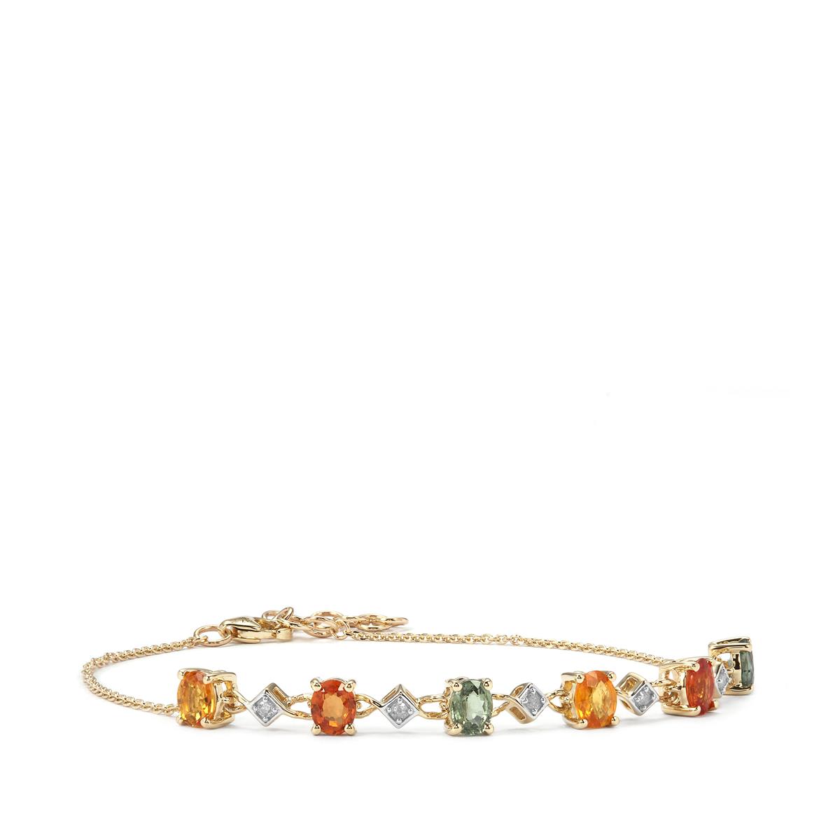 Rainbow Sapphire & Diamond 9K Gold Bracelet ATGW 2.94cts | Gemporia