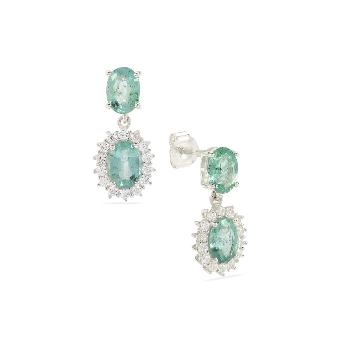 Sterling Silver Purple And White Zircon Earrings main image 1