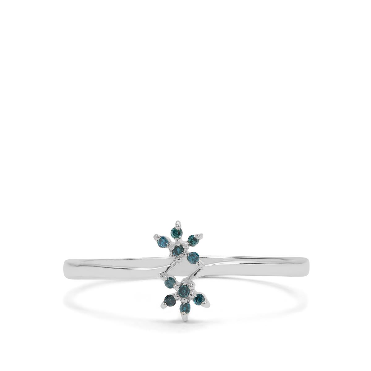 1/20cts Blue Diamond Sterling Silver Ring Gemporia