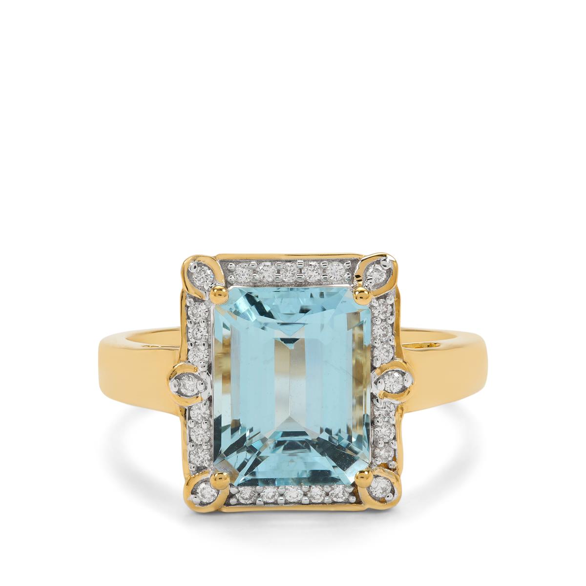 Madagascan Aquamarine & Diamonds 18K Gold Lorique Ring MTGW 3.71cts ...