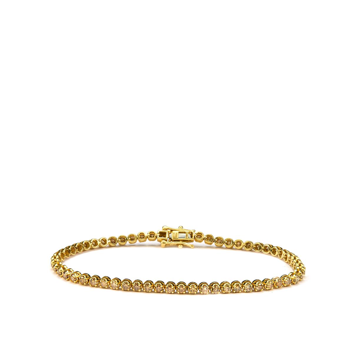 Natural Champagne Diamond Bracelet in 14K Gold 3.02cts