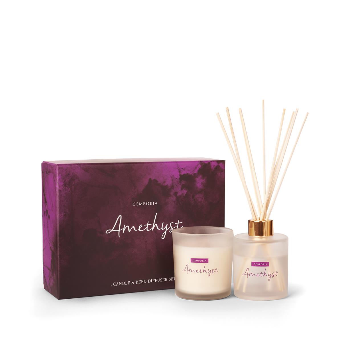 Amethyst Candle & Reed Diffuser Set ATGW 20cts Gemporia