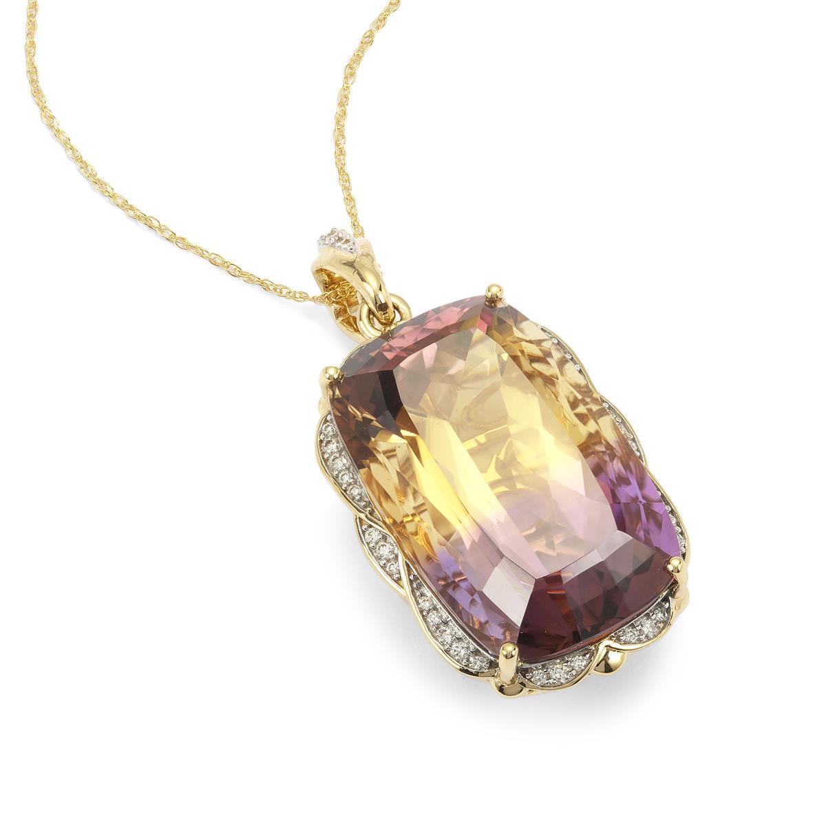 Bolivian Ametrine & Diamond 18K Gold Pendant Necklace MTGW 28.37cts ...