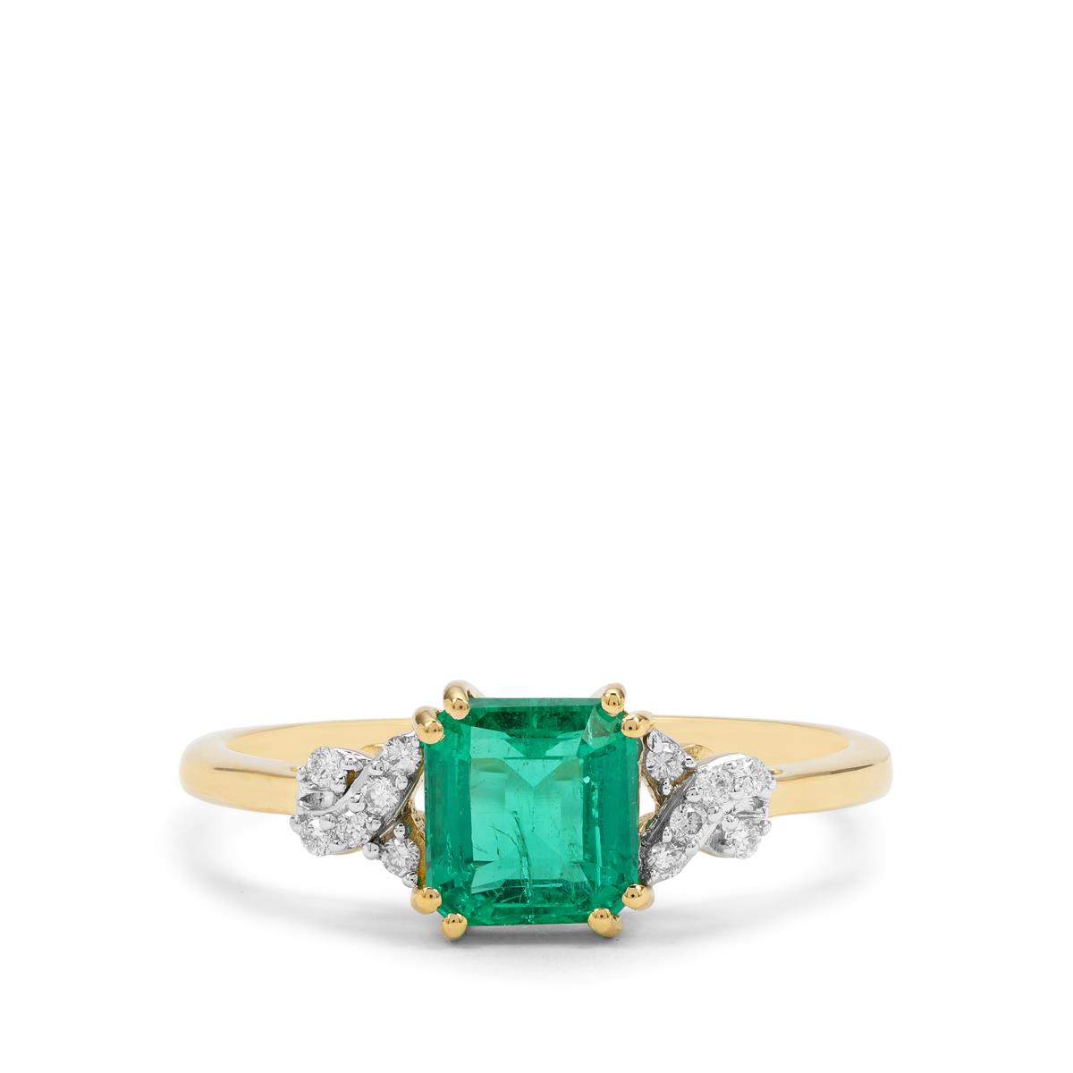 Panjshir Emerald & Diamond 18K Gold Lorique Ring MTGW 1.25cts | Gemporia