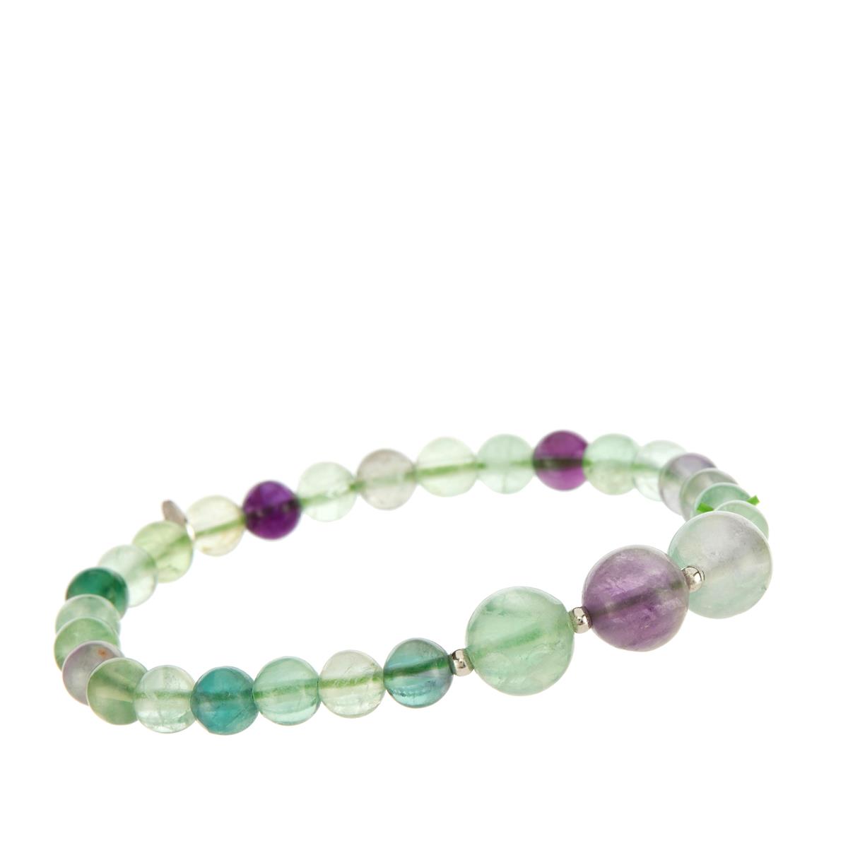 81.90cts Multi-Colour Fluorite Sterling Silver Stretchable Bracelet ...