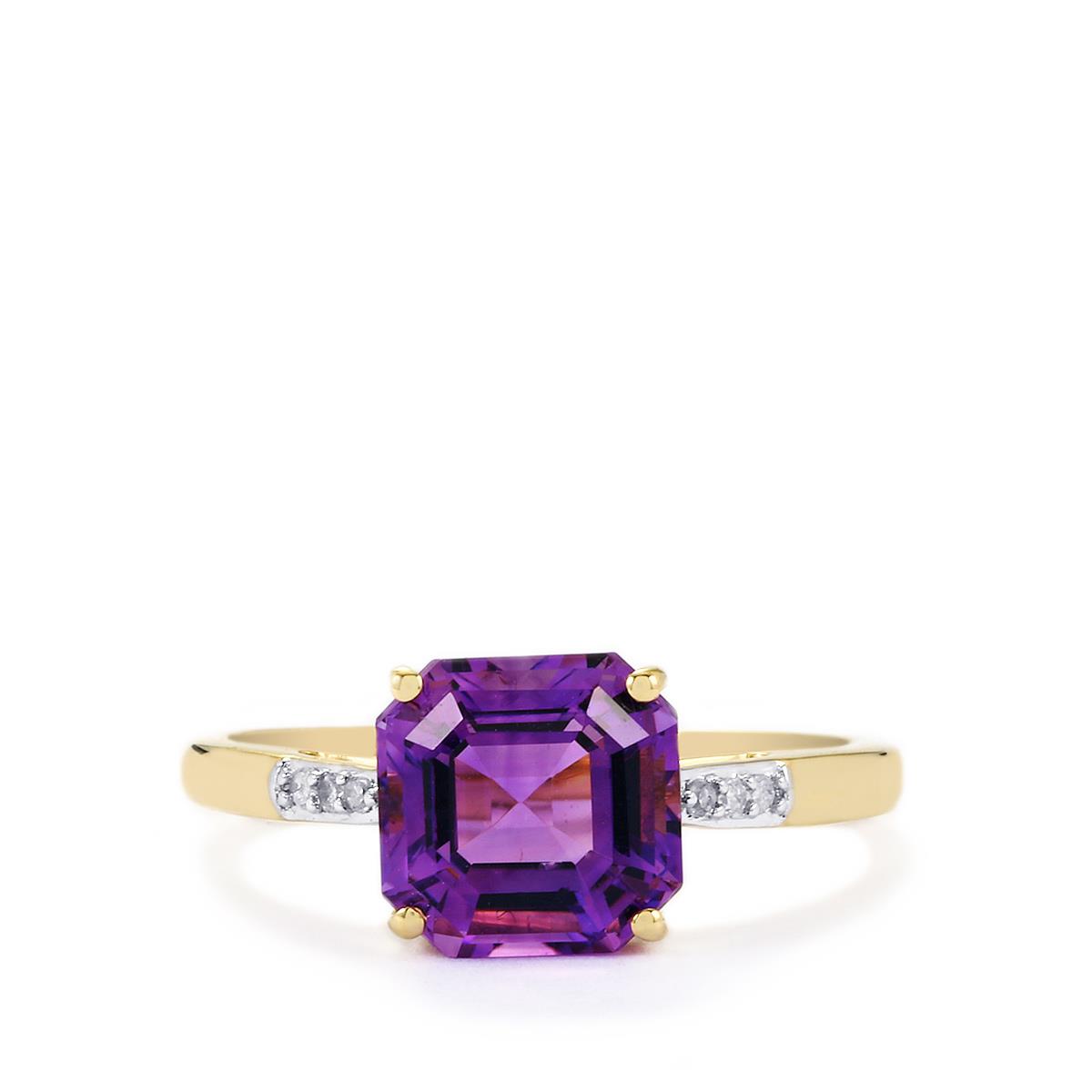 Moroccan Amethyst & Diamond 9K Gold Asscher Cut Ring ATGW 2.51cts ...