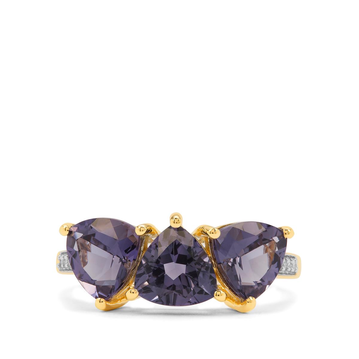 Blueberry Quartz & Diamond 9K Gold Ring ATGW 3.05cts Gemporia