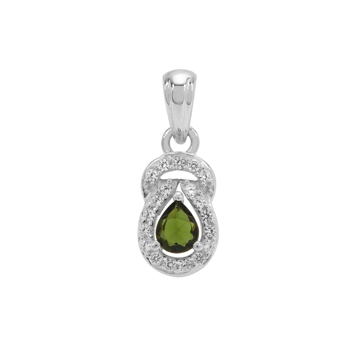 Chrome Tourmaline & White Zircon Sterling Silver Pendant ATGW 0.55ct